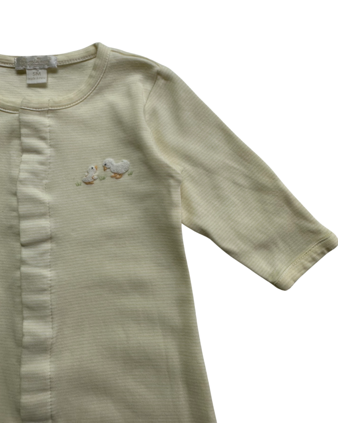 Baby Girl / Boy Small Kissy Kissy Pale Yellow Duck Convertible Gown Romper