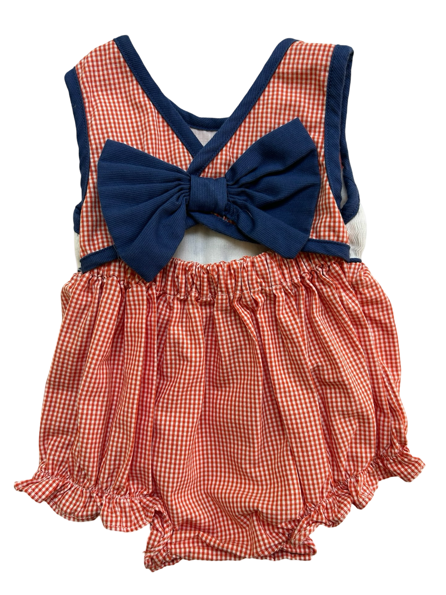 NB New Born Baby Girl Sweet Southern Smock War Eagle Embroidered Bubble Romper.