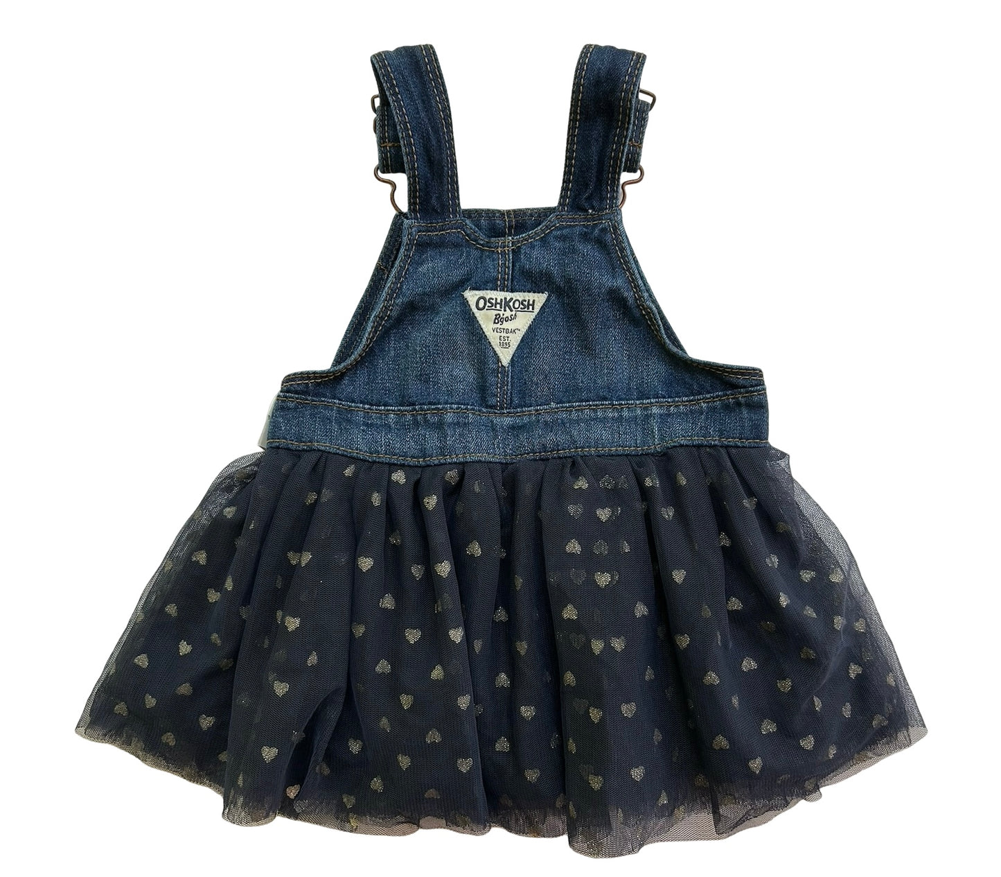 6M OshKosh B’Gosh Girl’s Jean TuTu With Hearts 🩶🩶Overall Dress.