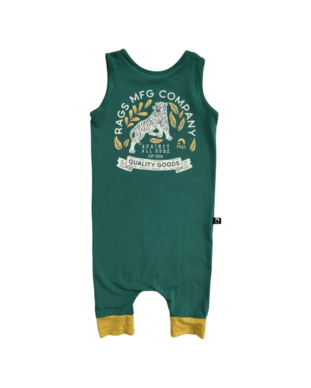2T Toddler Boy RAGS to Raches Green RAGs MFG Company Tank Romper with Tiger