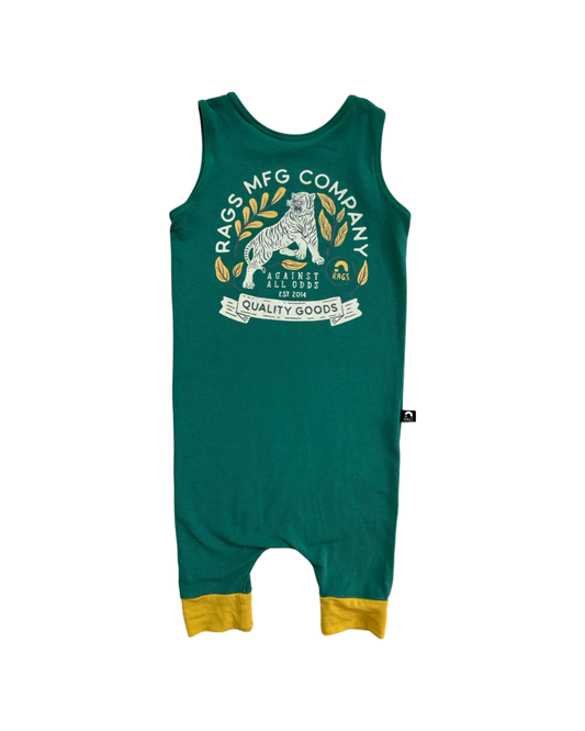 2T Toddler Boy RAGS to Raches Green RAGs MFG Company Tank Romper with Tiger