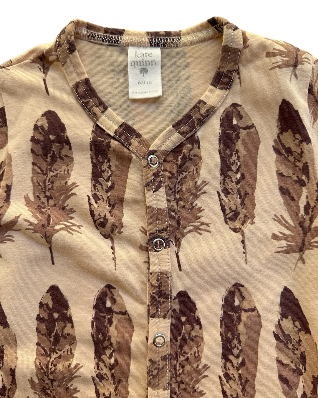 6-9M Baby Girl Kate Quinn Brown Feather Romper Outfit