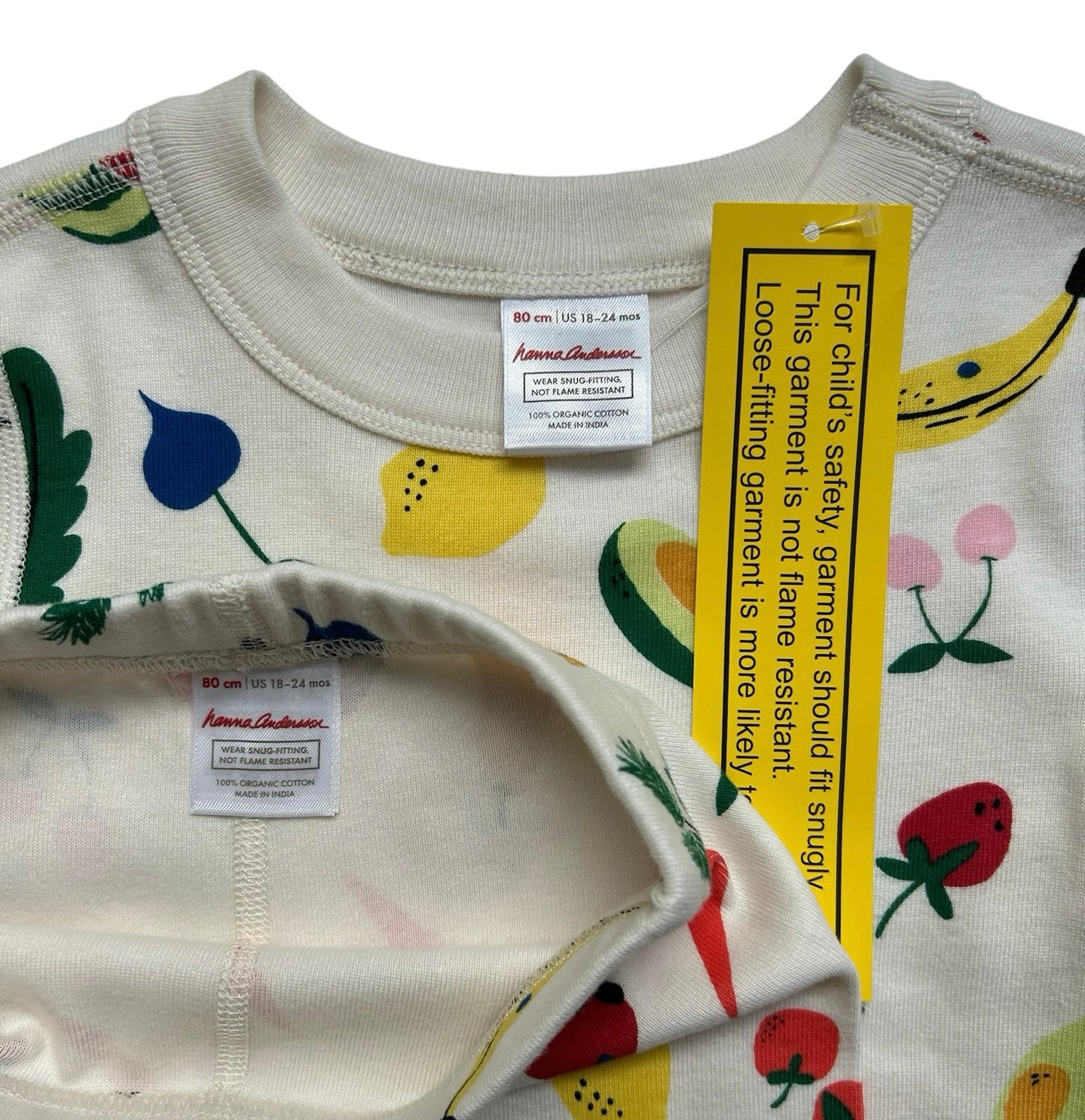 18M-24M Hanna Andersson Baby Girls Fruits / Veggies Print Long Sleeve Pajamas 2 Pieces Set. NWT