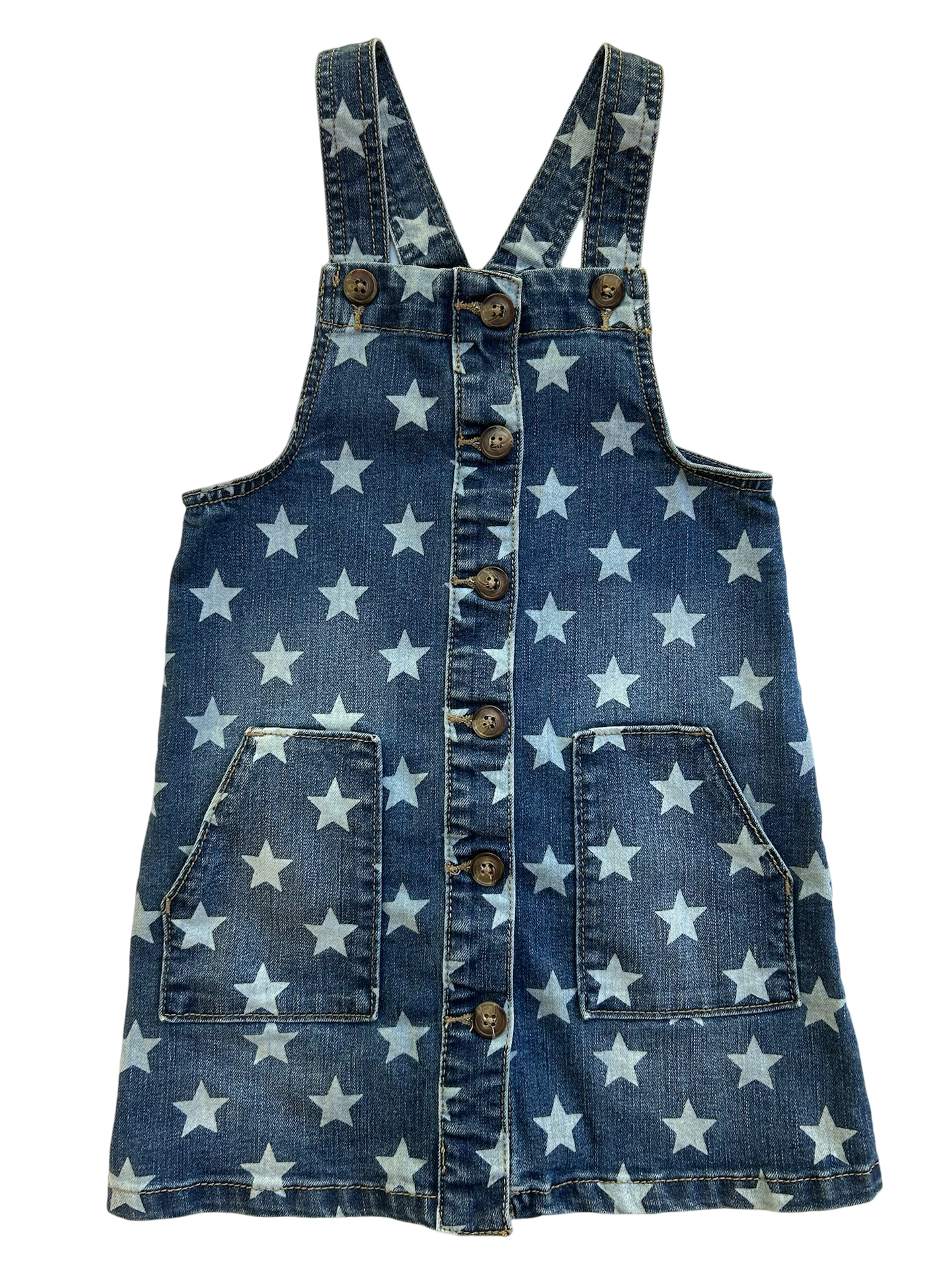 5T Toddler Girl WonderNation American Denim Star Jumper Overall Dress
