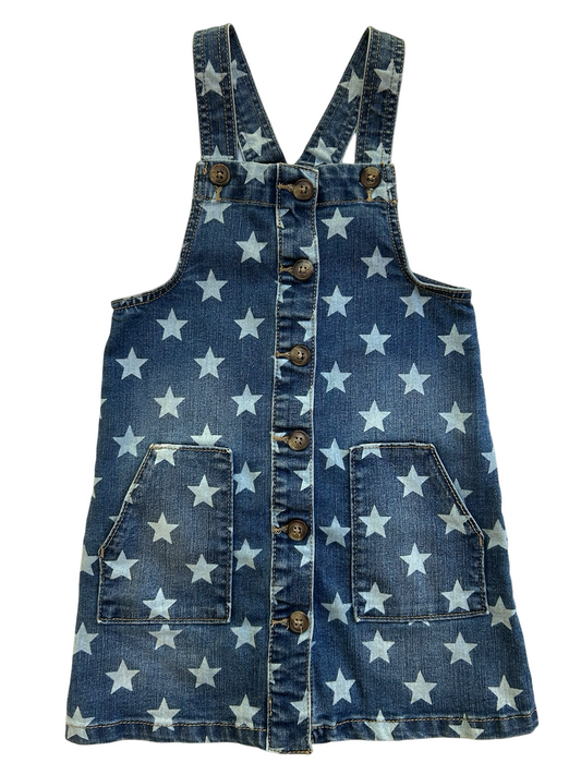 5T Toddler Girl WonderNation American Denim Star Jumper Overall Dress