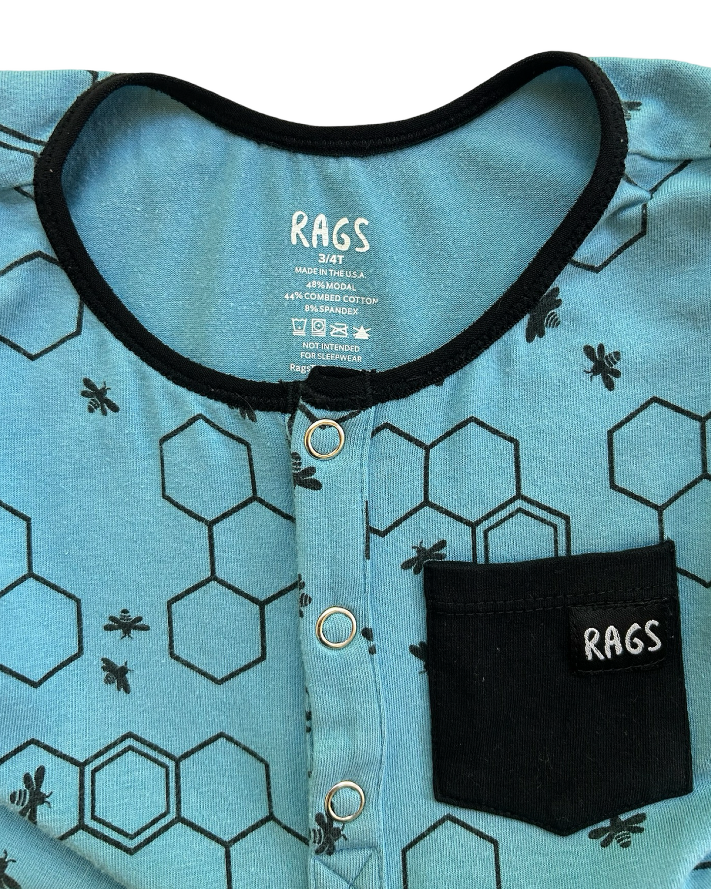 3T /4T Toddler Boy / Girl RAGS to Raches Blue Honeycomb Bee Tank Shortie Romper