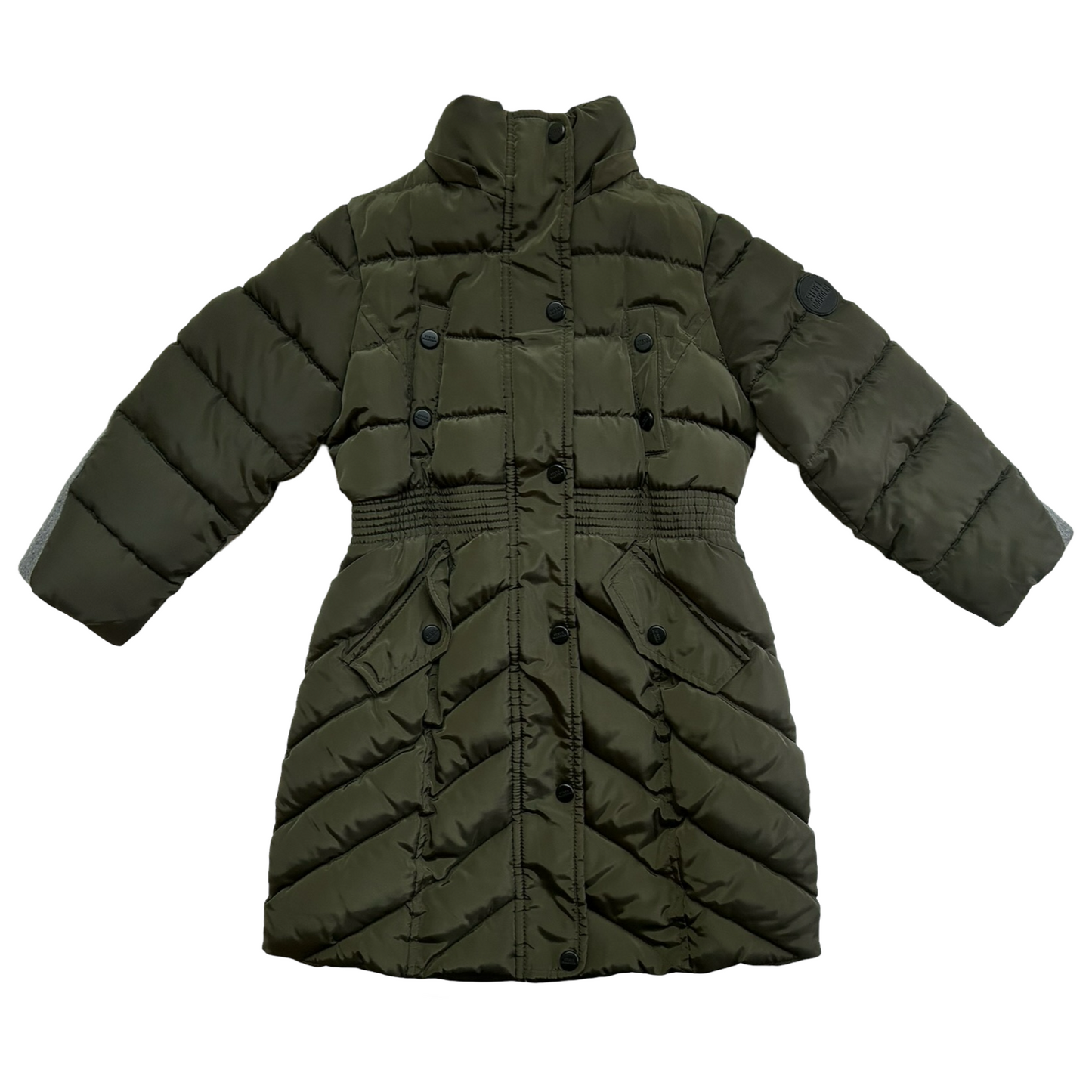 5T Toddler / 6x Girls Army Green Steve Madden Puffer Quilted Coat w/ Fur Hood