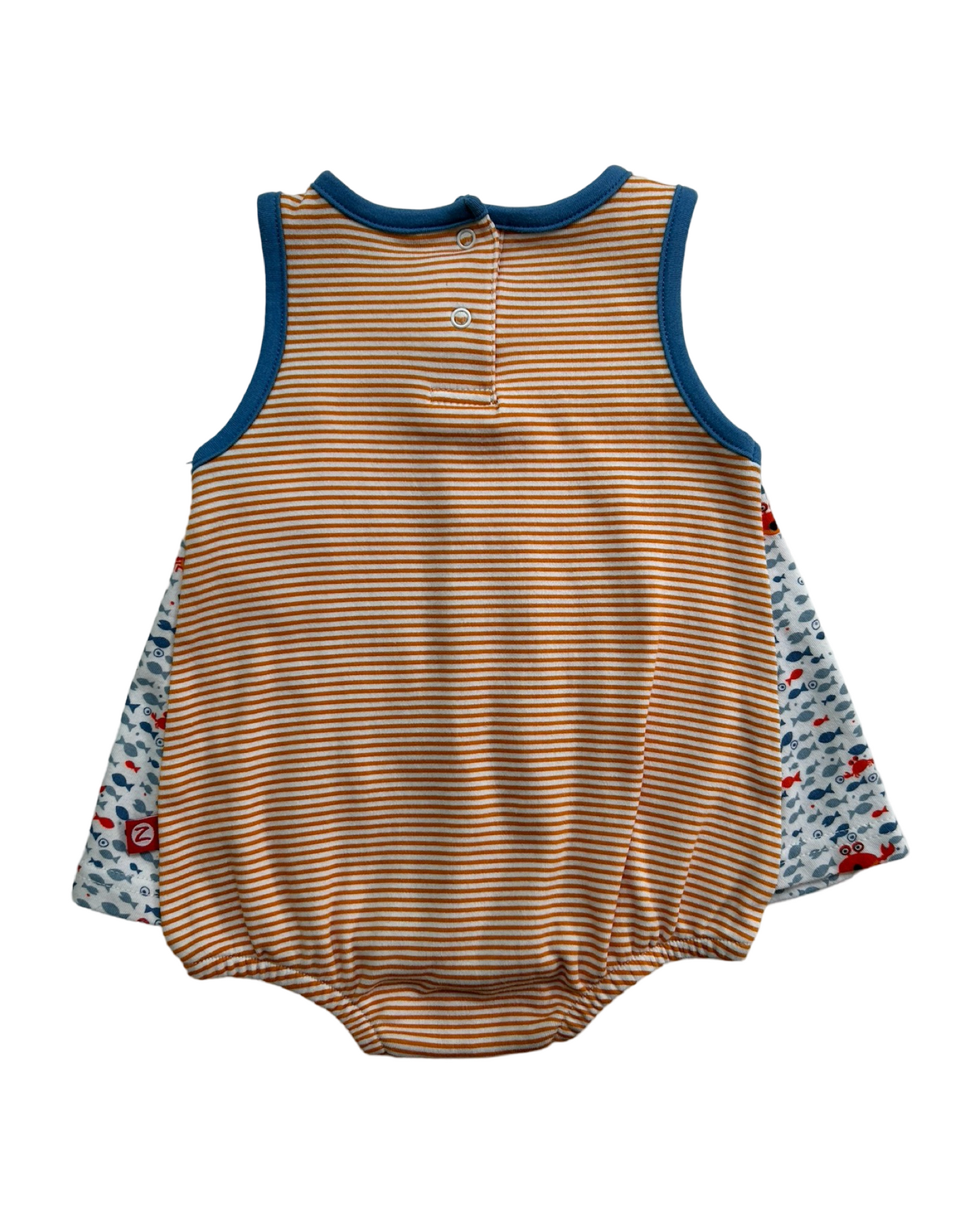 6M Baby Girl Zutano Vintage Fish Crab Onesie Dress