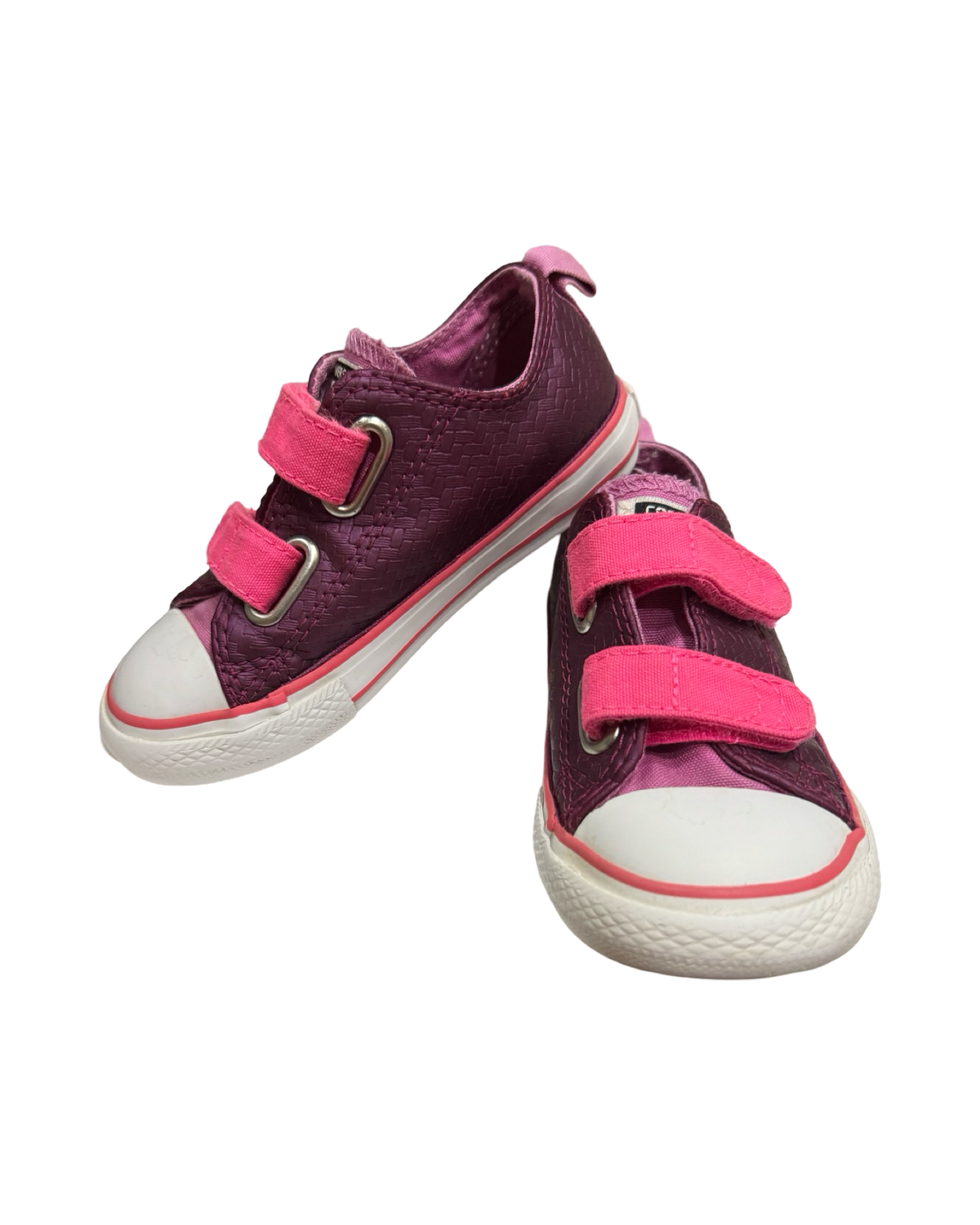 8C Toddler Girl Converse Purple / Pink Woven Shimmer Velcro Sneaker