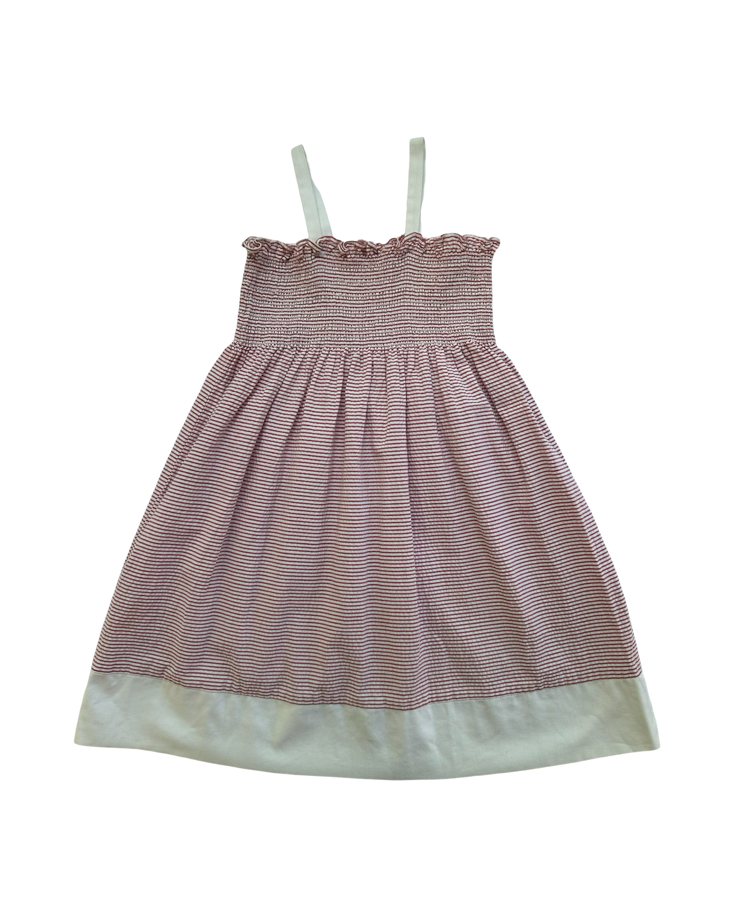 4T Toddlers Girls Frances Johnston  For Simi Striped Dress Whit Cherry Motif On Bodice And Gathered Skirt,