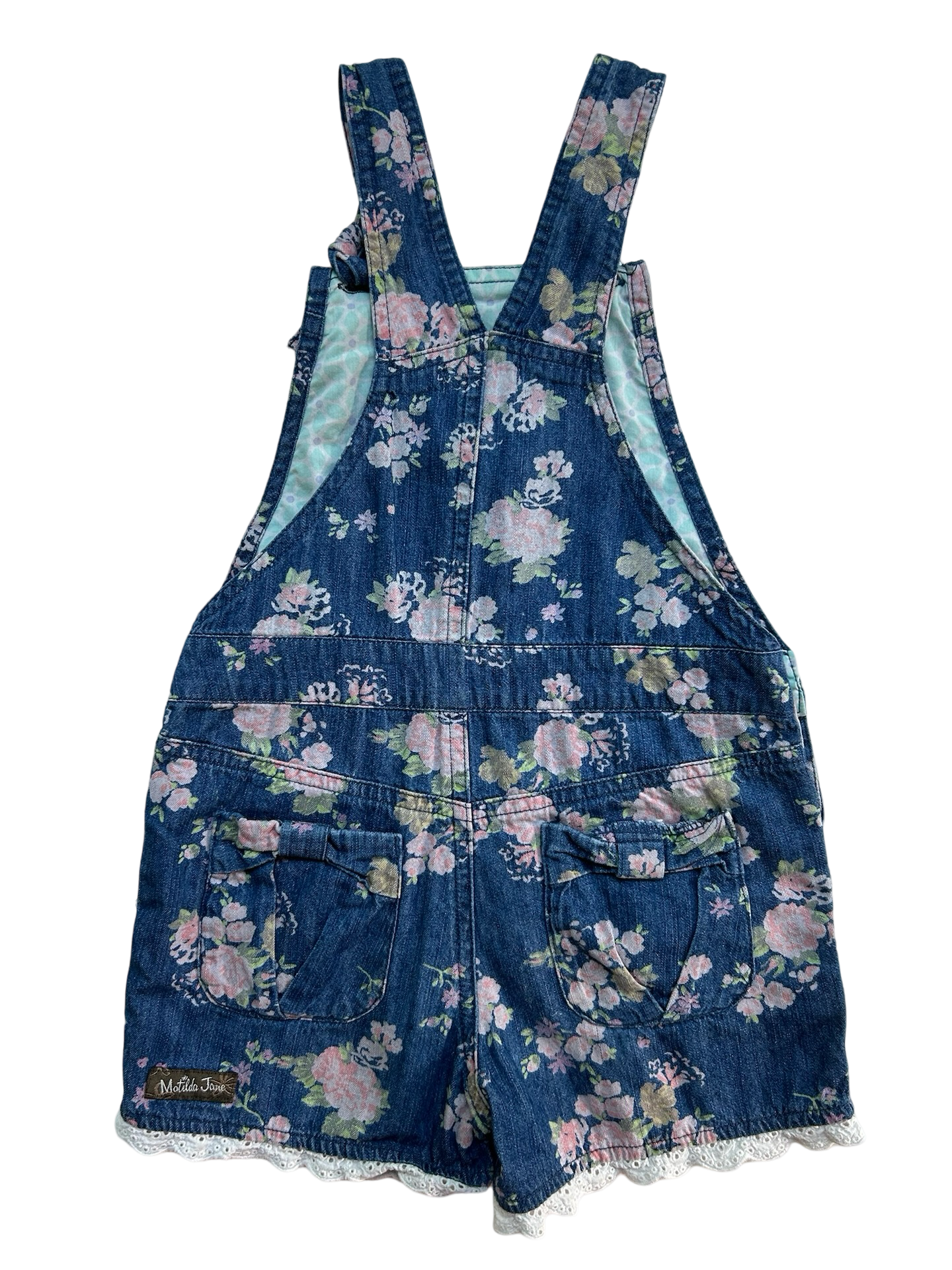 4T Toddler Girl Matilda Jane Adventure Begins Playground Floral Demin Romper Overalls