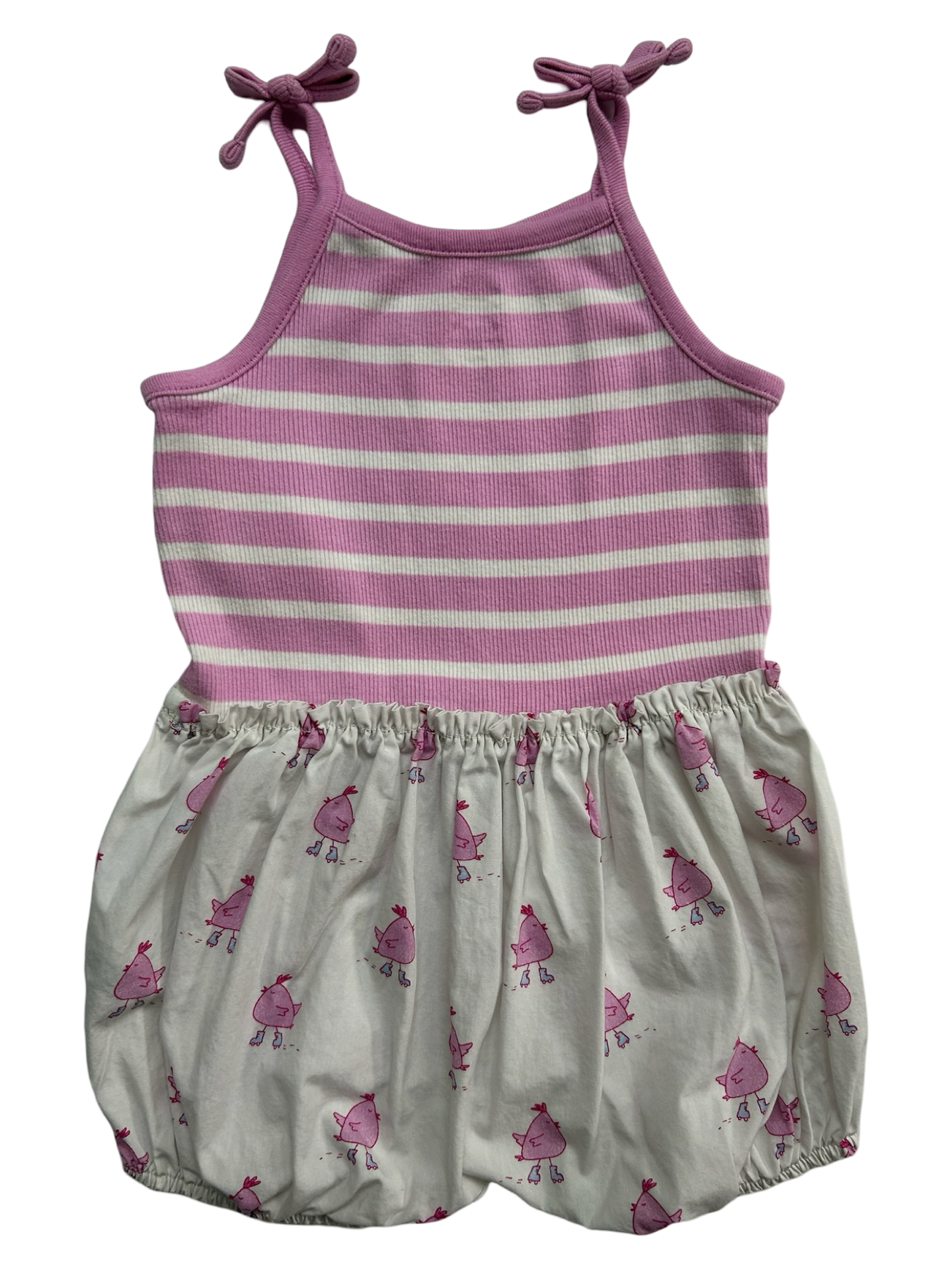 6M-12M Baby Girls Baby Gap Bird 🐦 Pink & White Striped Romper