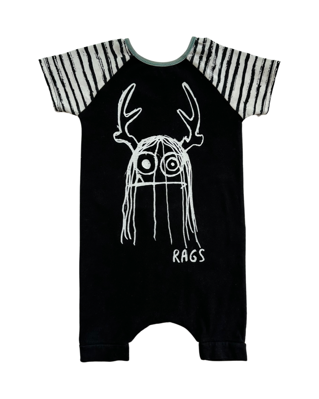 18-24M Baby Boy RAGS to Raches Black Trinnie Shortie Romper