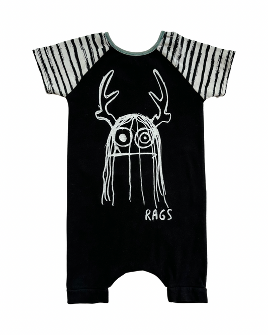 18-24M Baby Boy RAGS to Raches Black Trinnie Shortie Romper