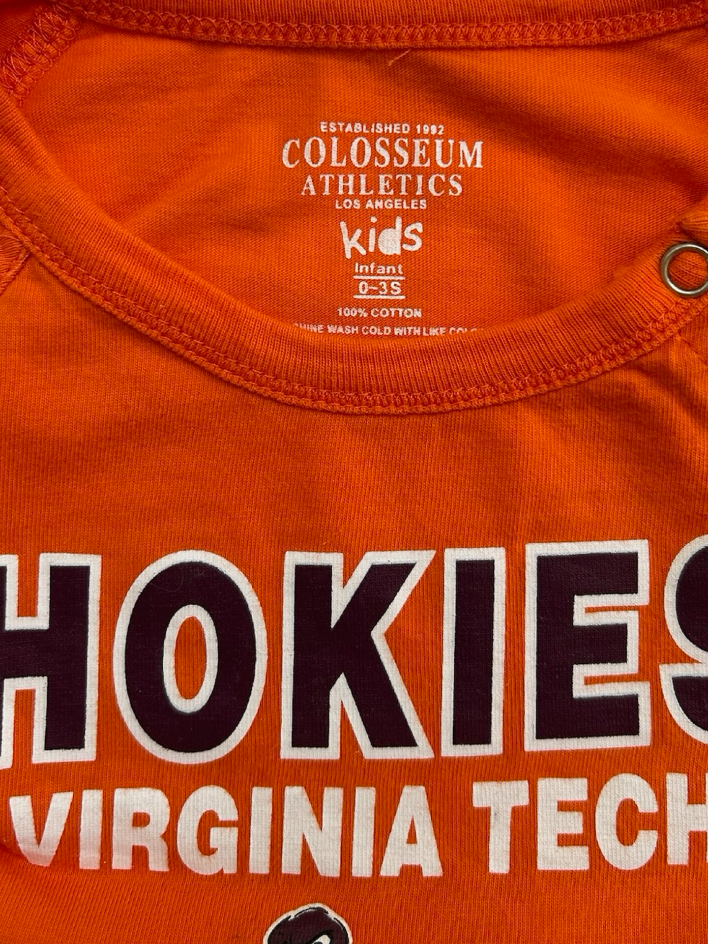0-3M Baby Boys and Girls (Kids) Newborn & Infant Colosseum Hokies Virginia Tech Long Sleeve Romper One Piece.