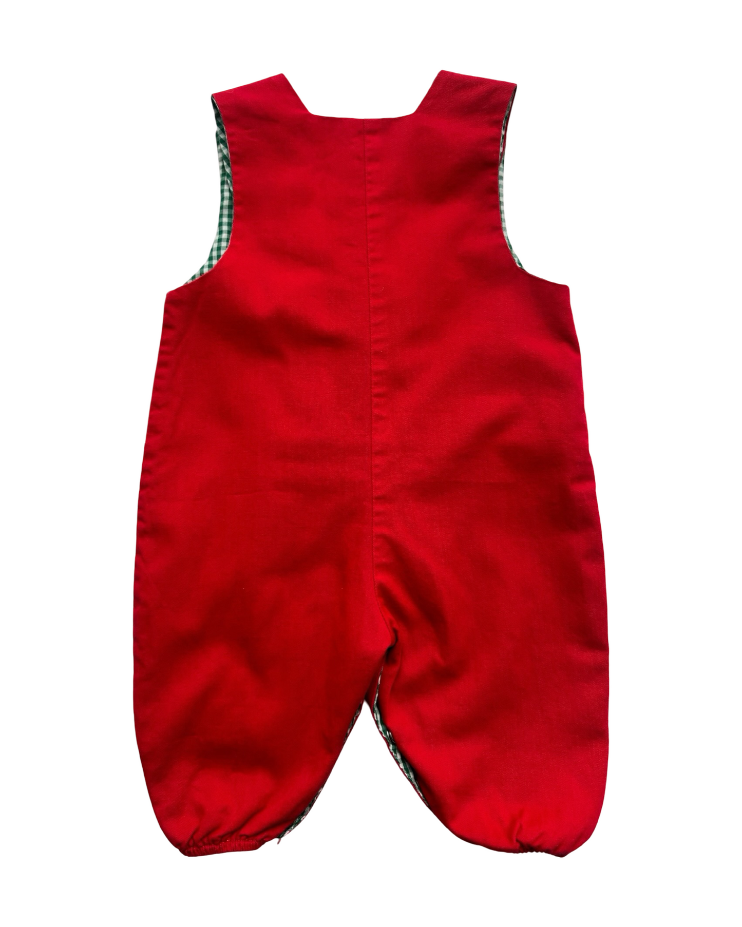 3M Baby Boys The Bailey Boys Gingham Patterned Overall-Romper Reversible Appliqués HO HO HO Ornaments Reverse 🕰️. One Piece.