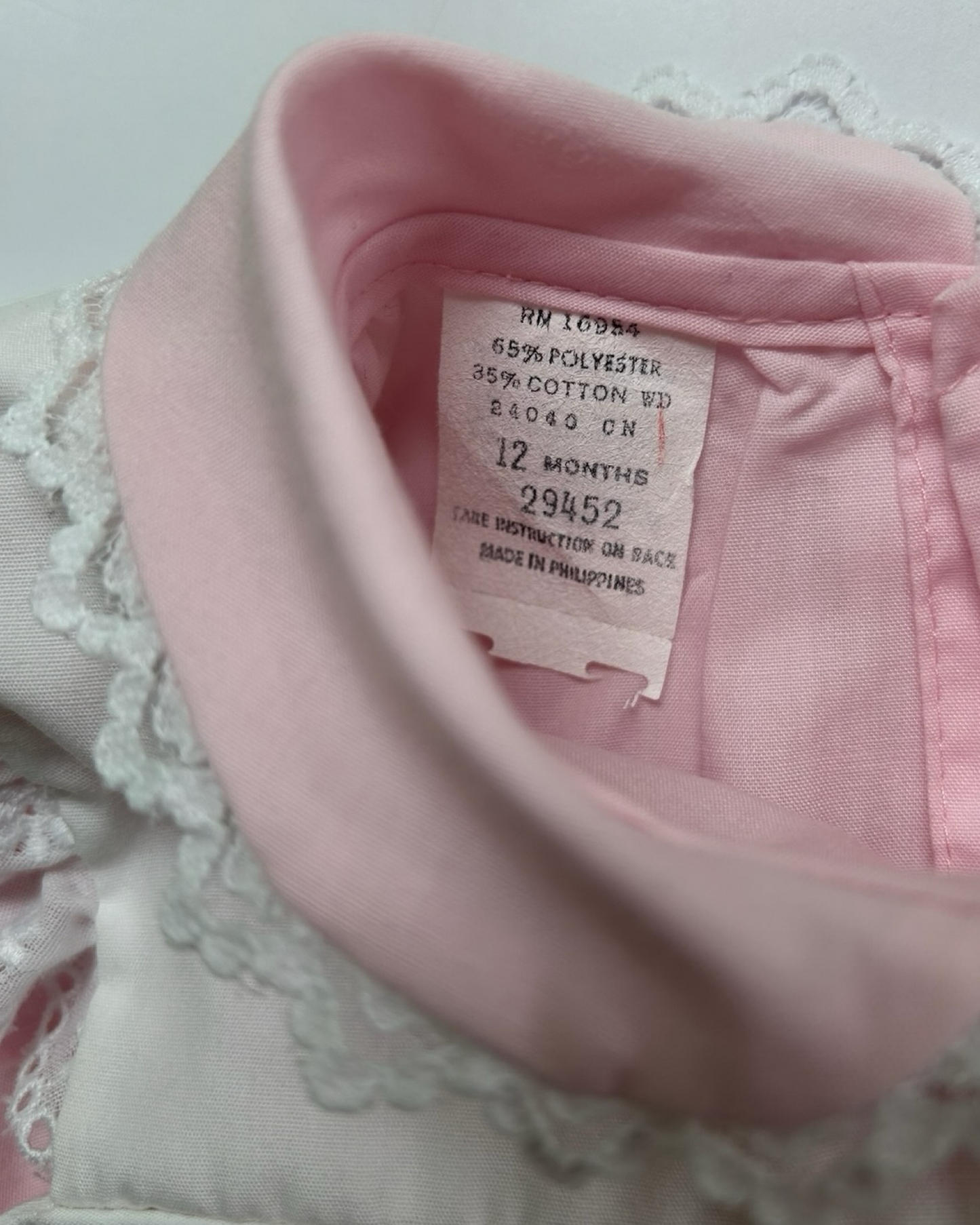 12M Baby Girls Vintage Boutique Dress Embroidered Eyelet Lace.