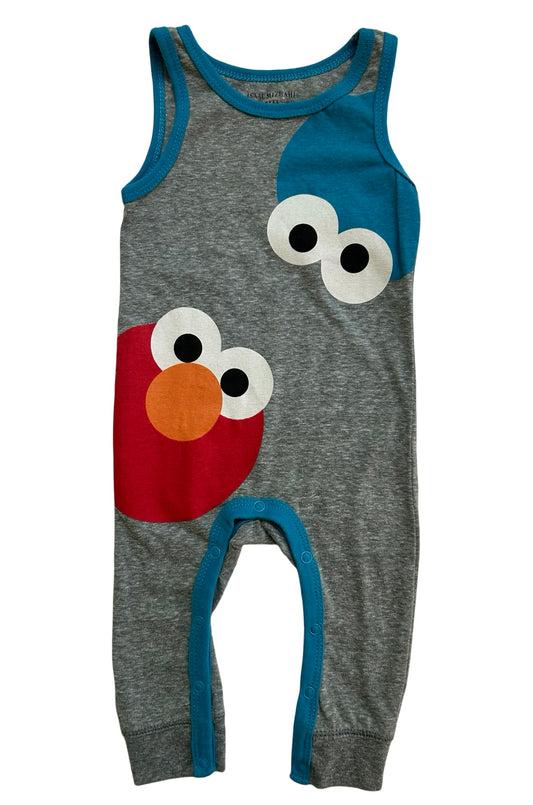 6M - 9M Baby Boys Isaac Mizrahi  Loves Sesame Street Sleeveless Elmo / Cookie Monster Romper