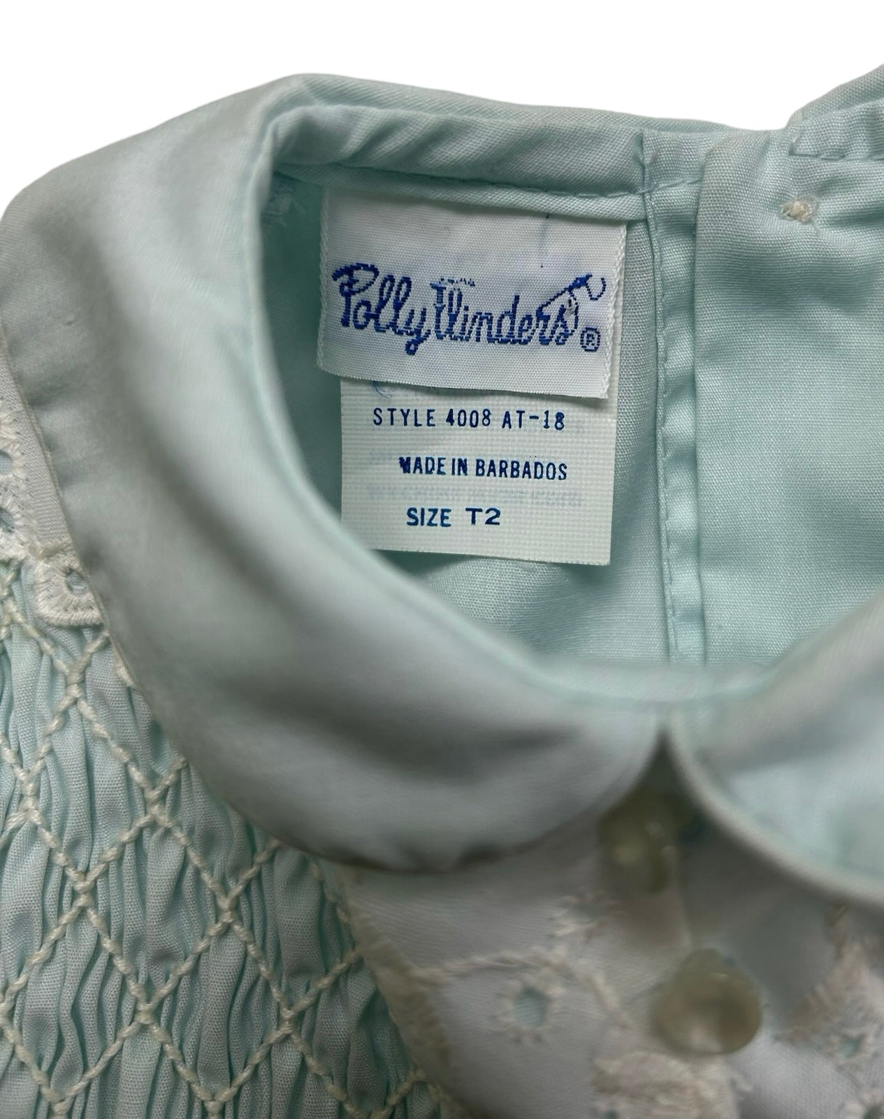 2T Toddler Girl Vintage Polly Flinders Blue Hand Smocked Dress