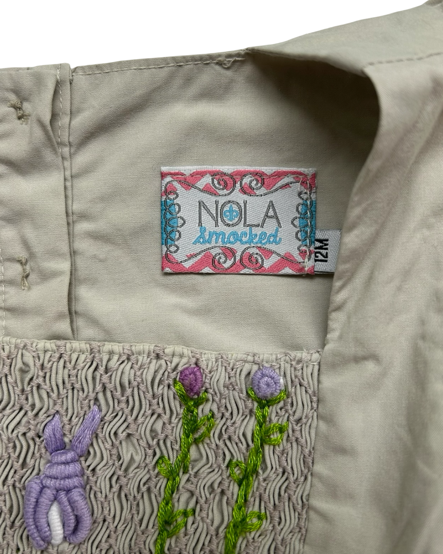 12M Baby Girls Nola Smocked Ruffle Sleeves Embroidered Dress