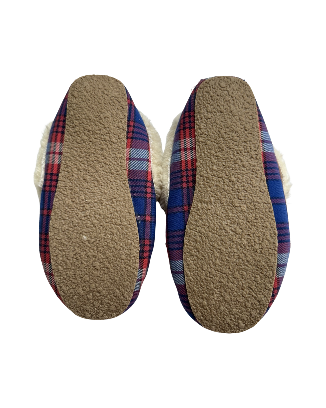 11C Toddler Girl / Boy Crewcuts Faux Sherling Plaid Moccasin Slippers