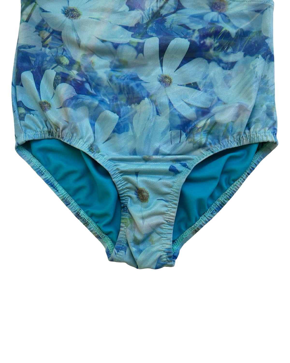 S 6T-7T Toddler Girl Cat & Jack Floral Foil Aqua Blue Gymnastics Dance Unitard Leotard.