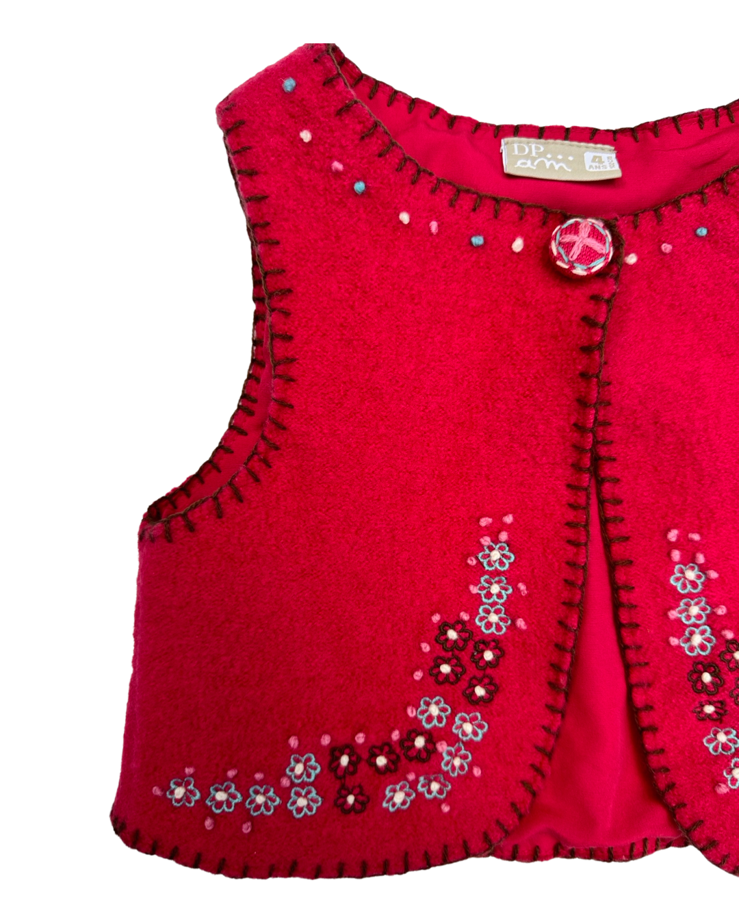 4T Toddler Girl DPAM Pink Wool Embroidered Vest and Matching Skirt