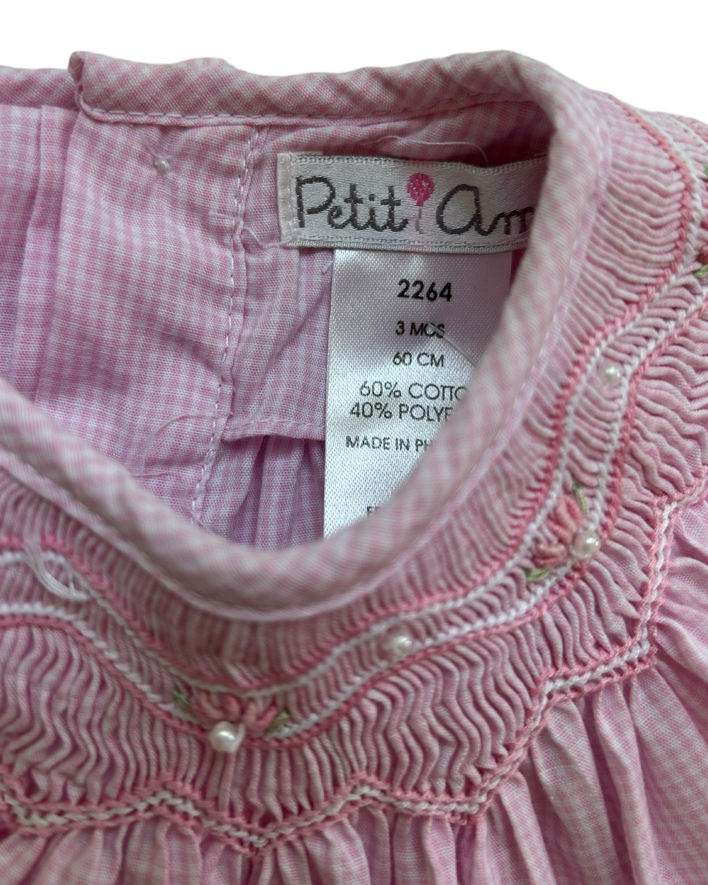 3M Baby Girl Petit Ami Pink Gingham Smocked Dress
