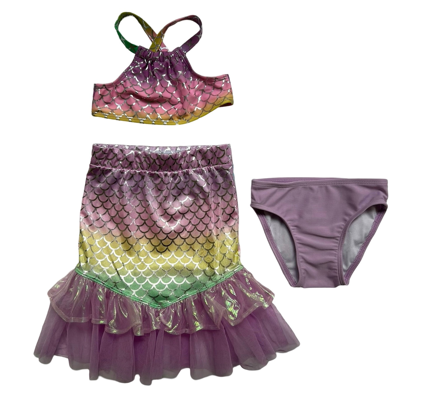 18M Baby Girl Cat & Jack Adorable Mermaid Swim Set 3 Pieces.