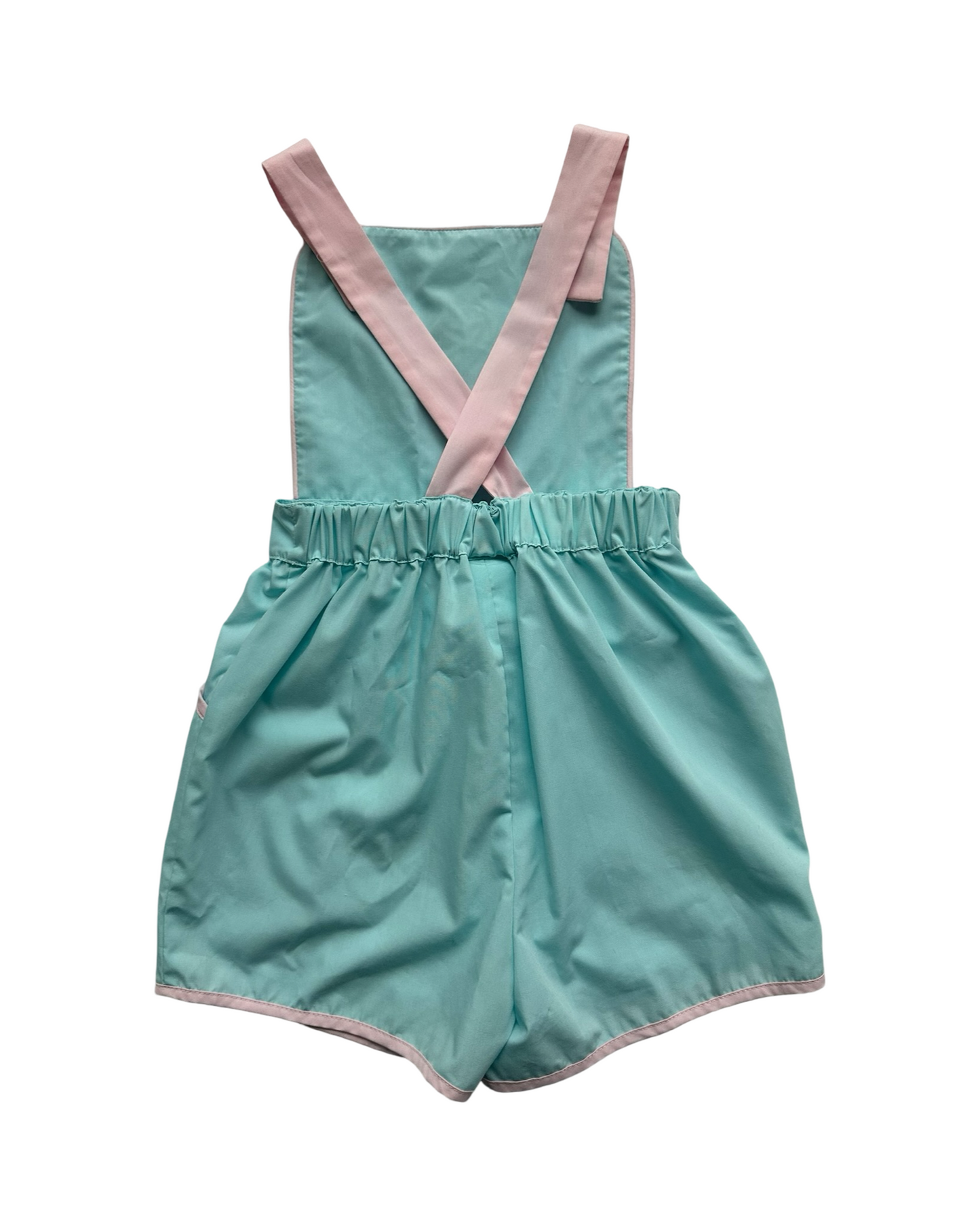 5T Toddler Girl Stitchy Fish Blue / Pink Strawberry Romper