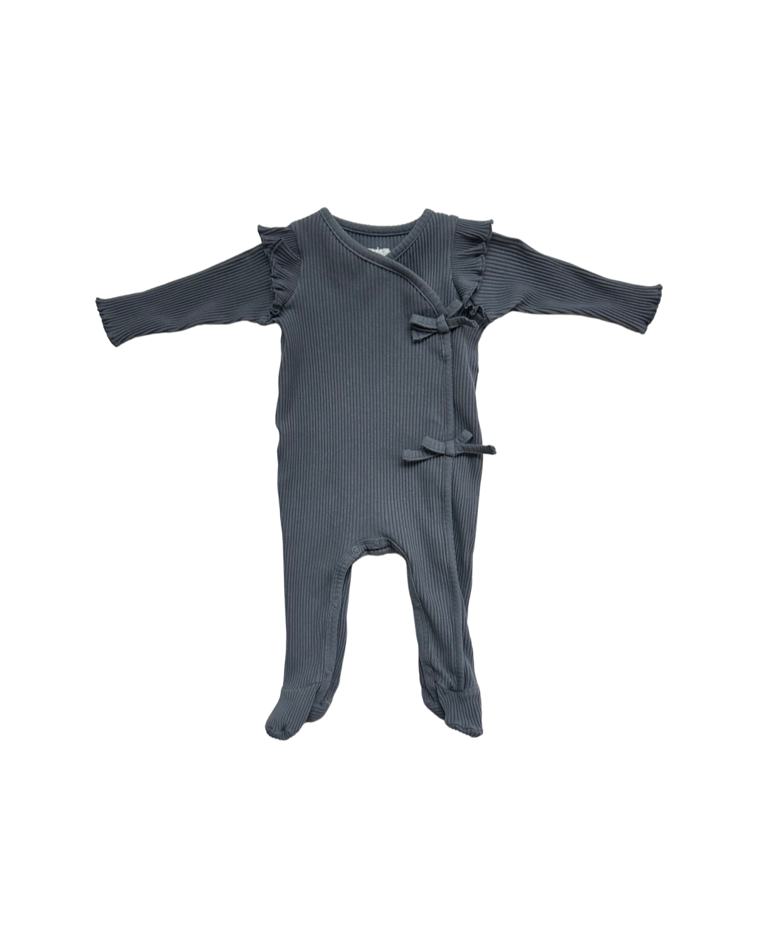 0-3M Baby Girl Mud Pie Blue Gray Ribbed Sleeper