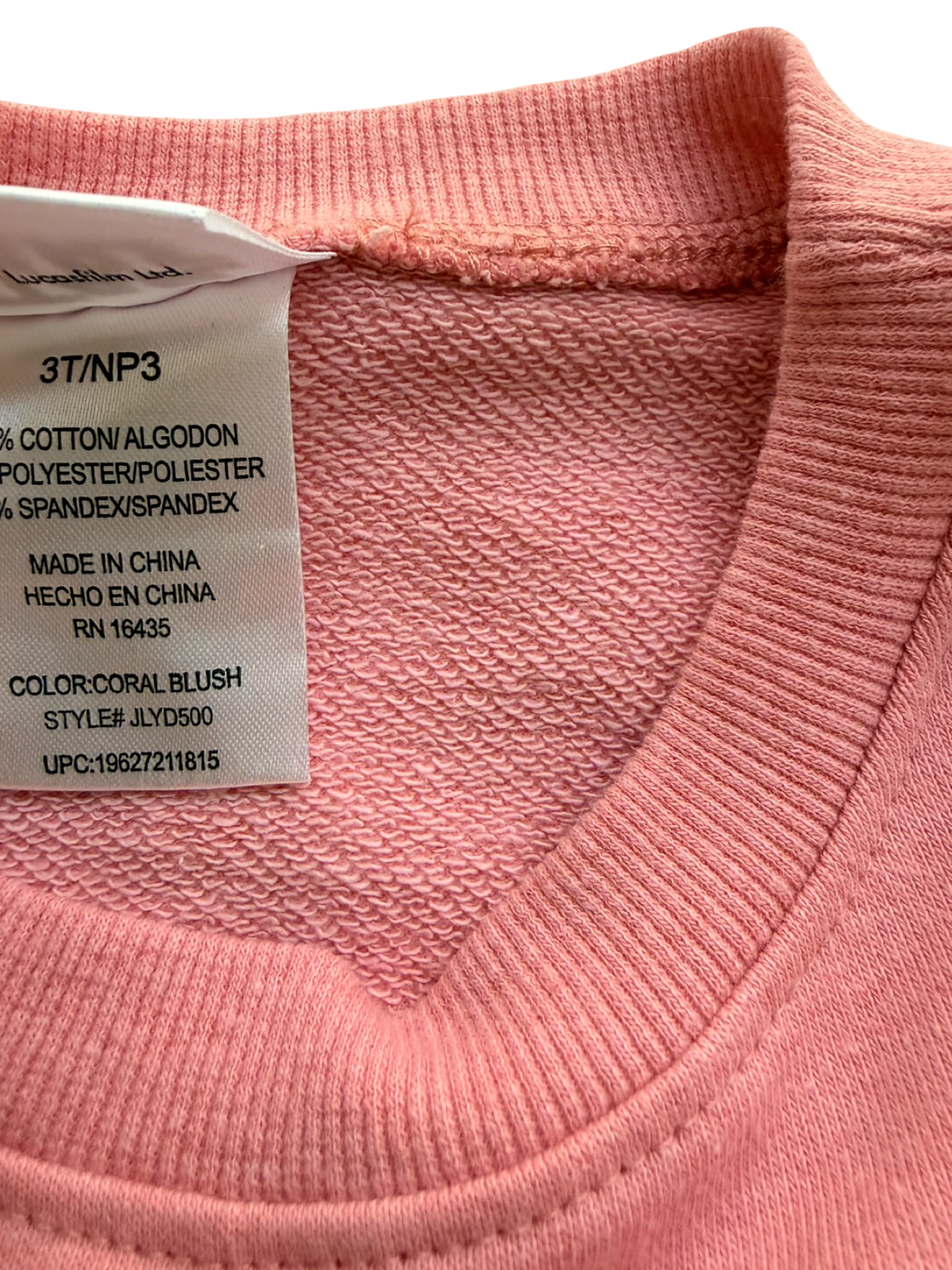 3T Disney Coral Blush Star Wars Sweatshirt Dress