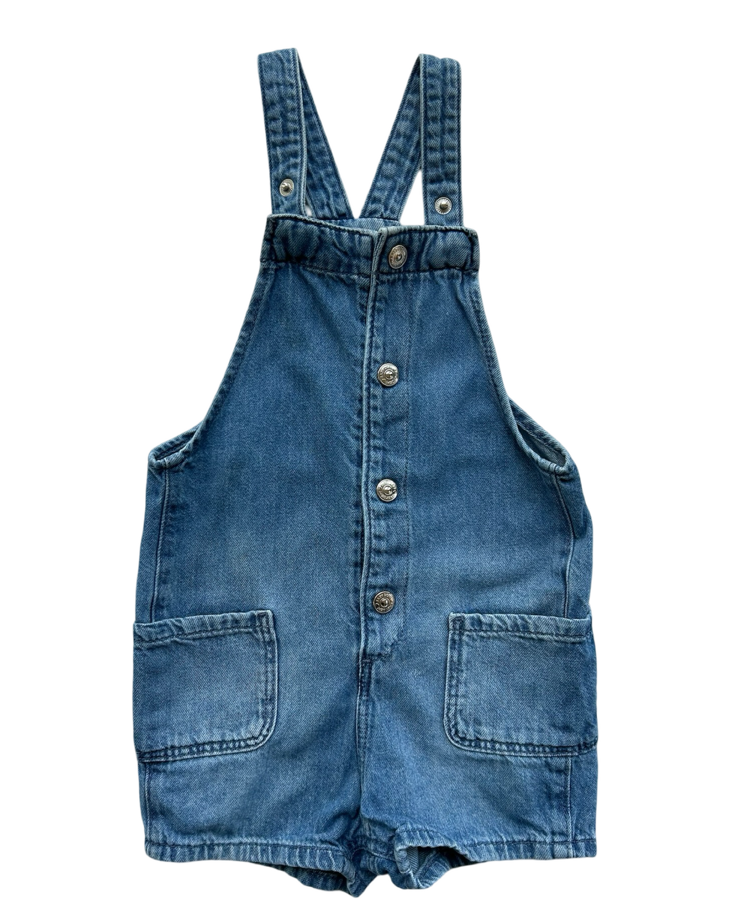 12M Baby Girls H&M Overall  Short Demin Blue Romper.
