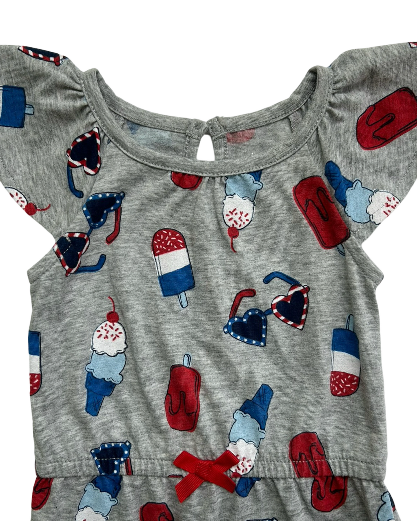 6M Baby Girl Carters Gray Patriotic Popsicle / Ice Cream Romper