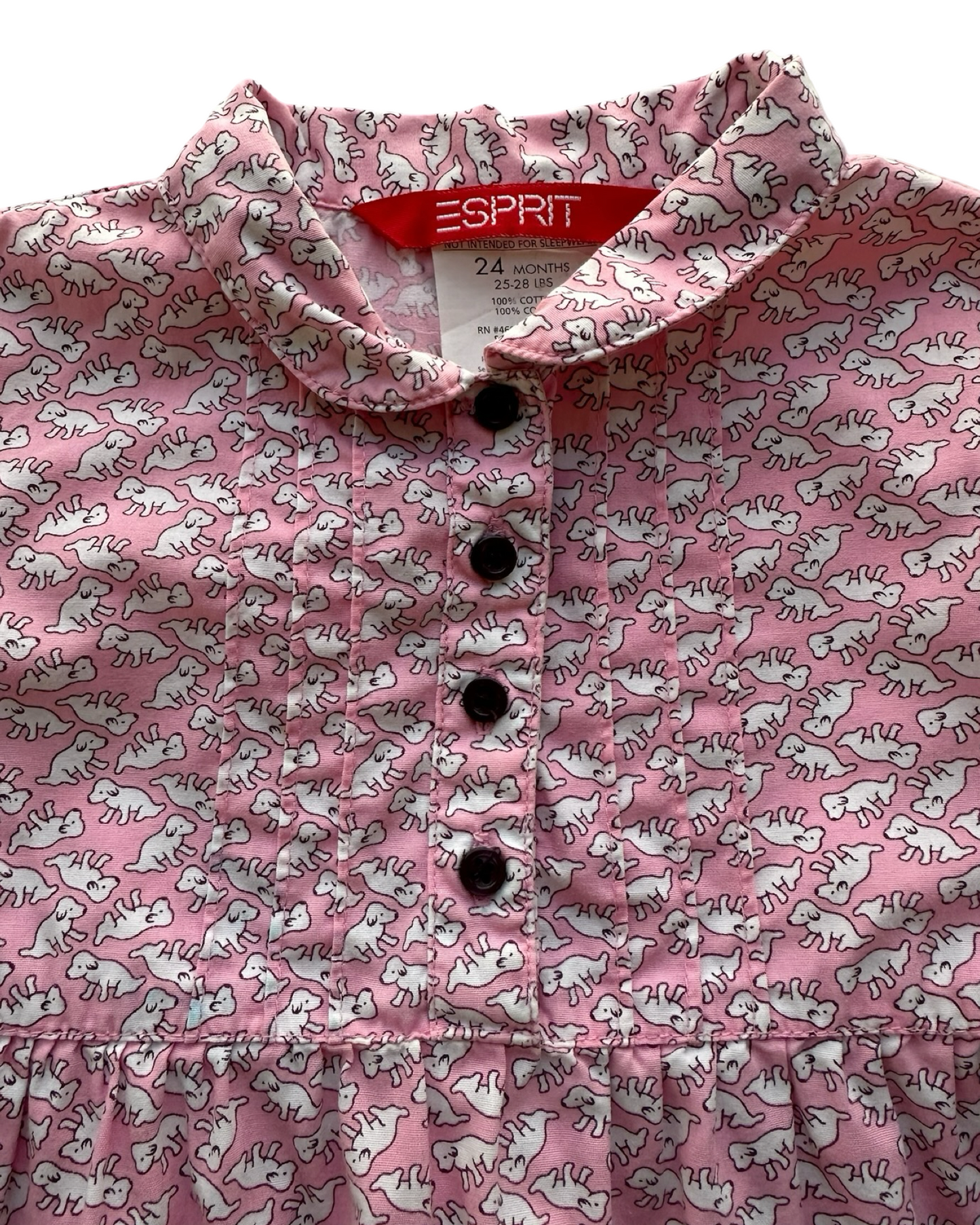 24M Baby Girls Esprit Long Sleeve Doggies Detail Dress.