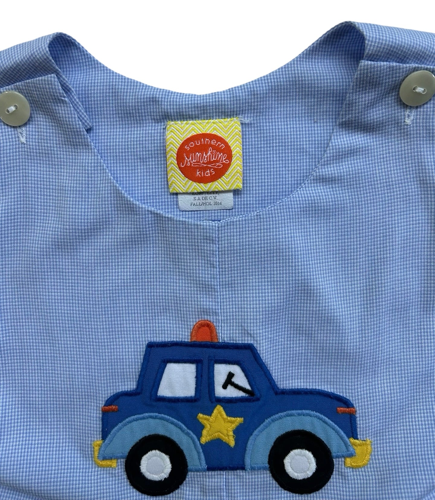 24M Baby Boys Southern Sunshine Police Royal Gingham Long-all Romper.