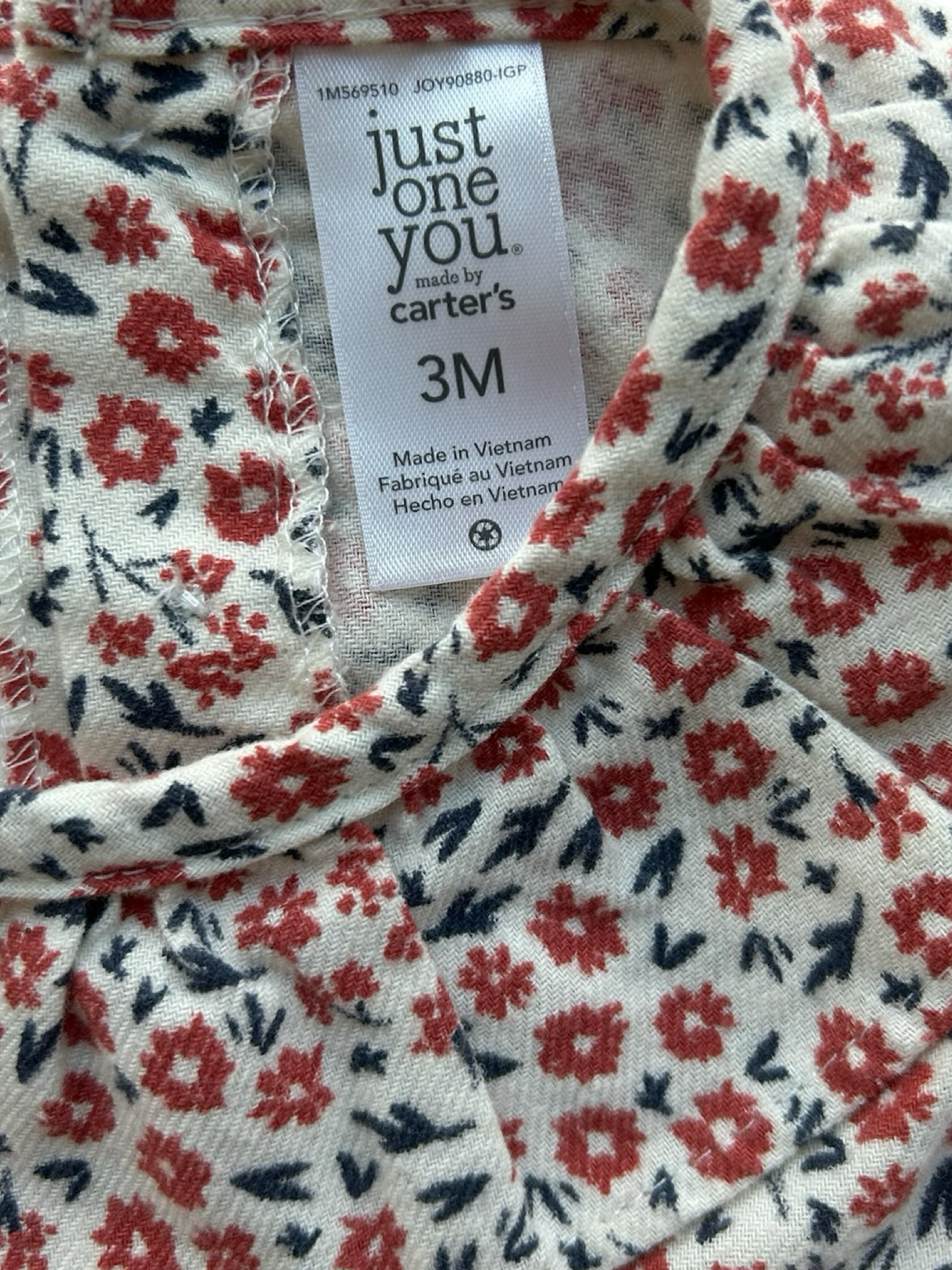 3M Baby Girls Carters Floral Long Sleeve Bubble Romper.