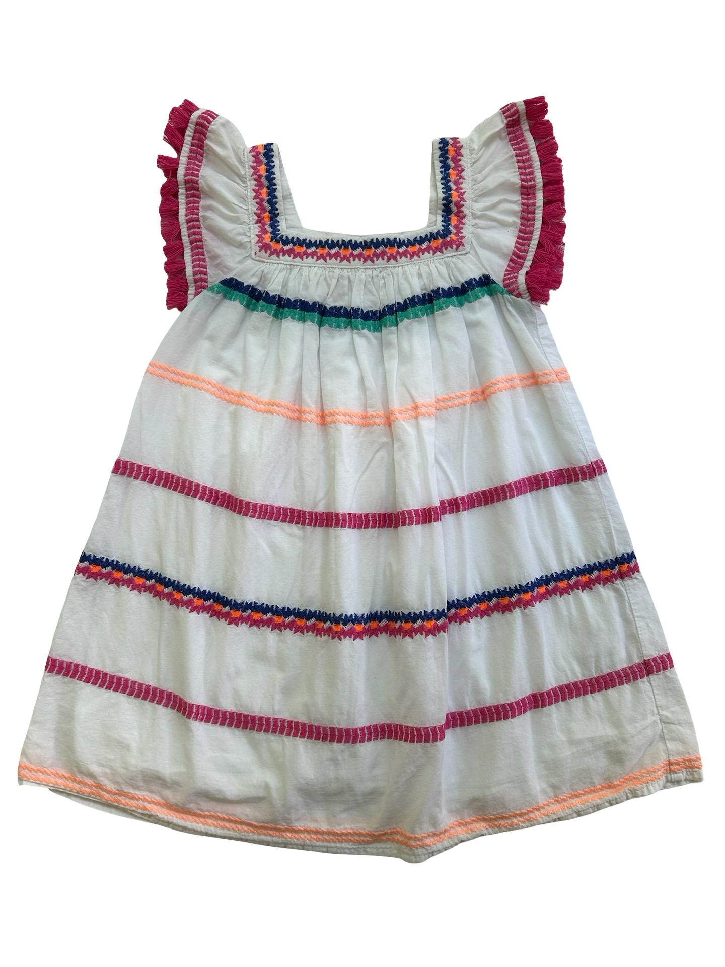 XS 4T-5T  Toddlers Girls Bohemian Tassel Embroidered Summer Dress.