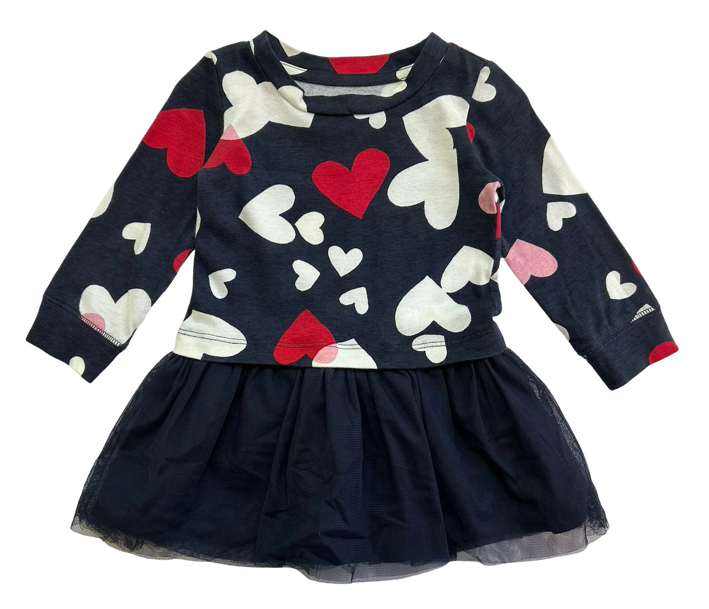 12M-18M Baby Gap Girl’s Navy Heart Dress With Tutu Skirt