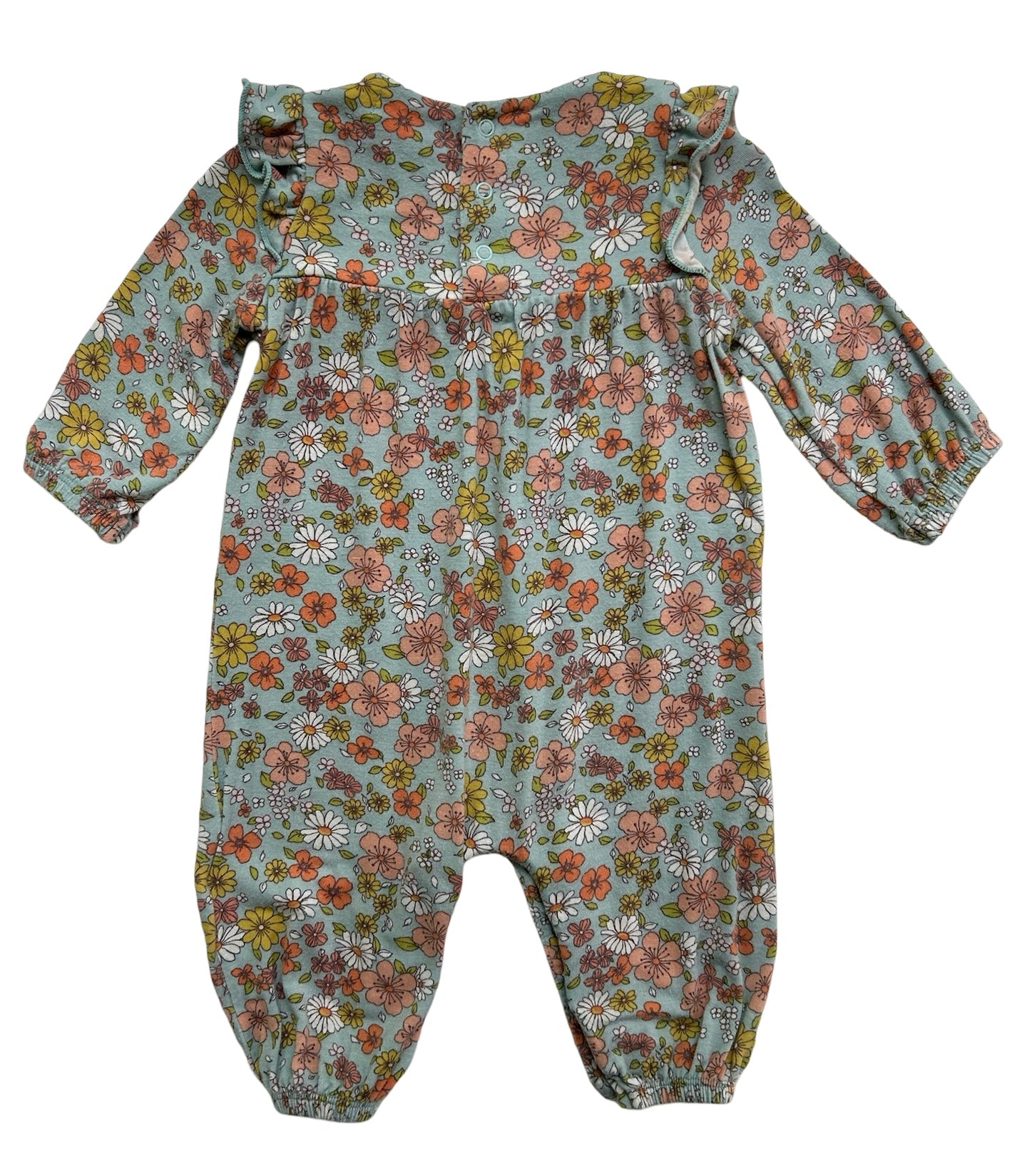 0-3M Angel Dear Baby Girl’s Vintage Garden Ruffle Sleeve Romper.