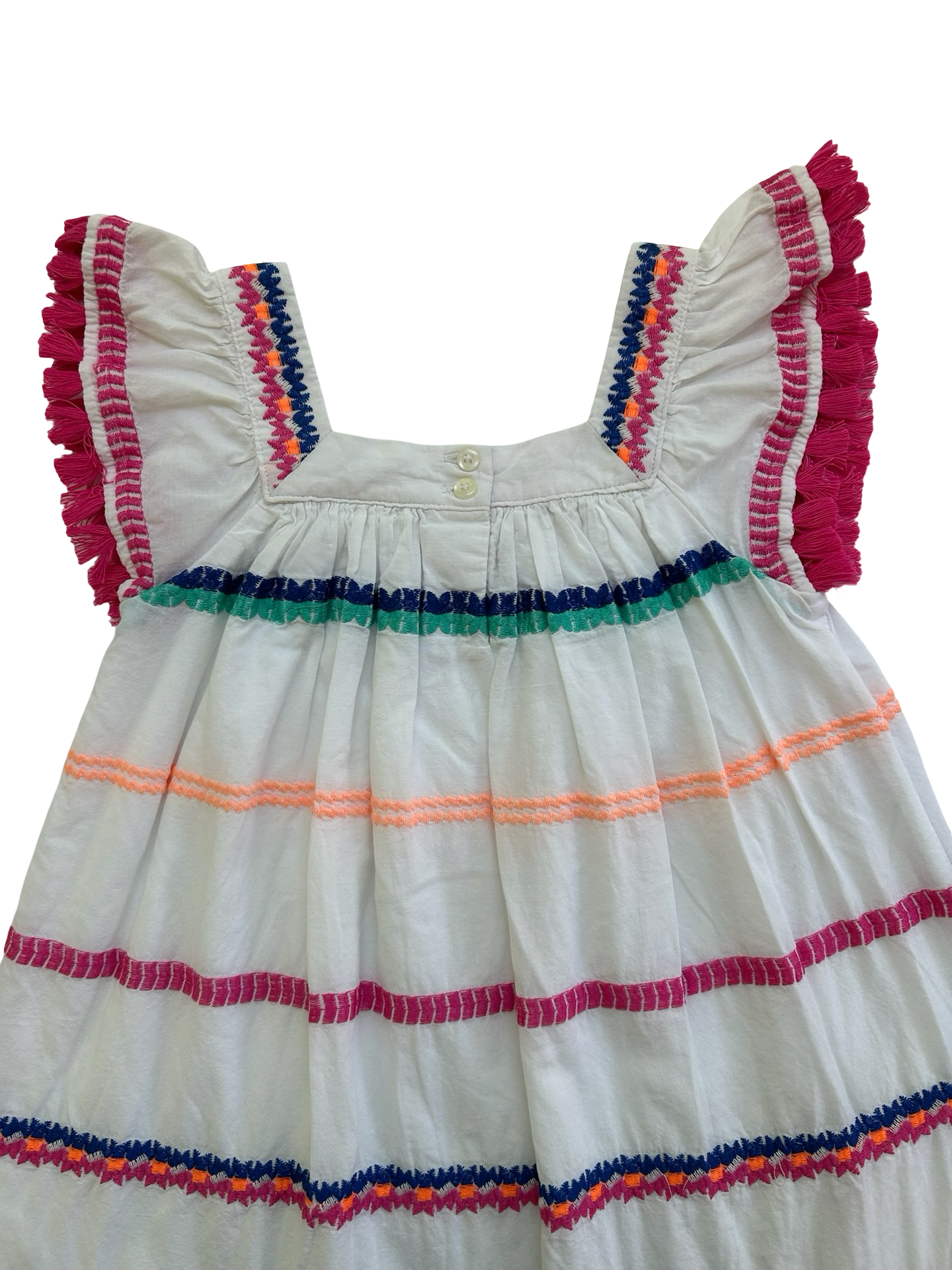 XS 4T-5T  Toddlers Girls Bohemian Tassel Embroidered Summer Dress.