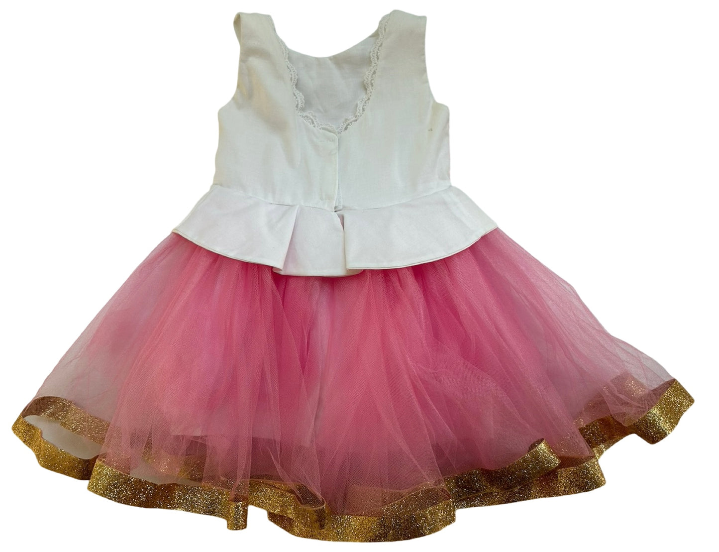2T Toddler Baby Girls Pepa Pig Dress With Golden Glitter.