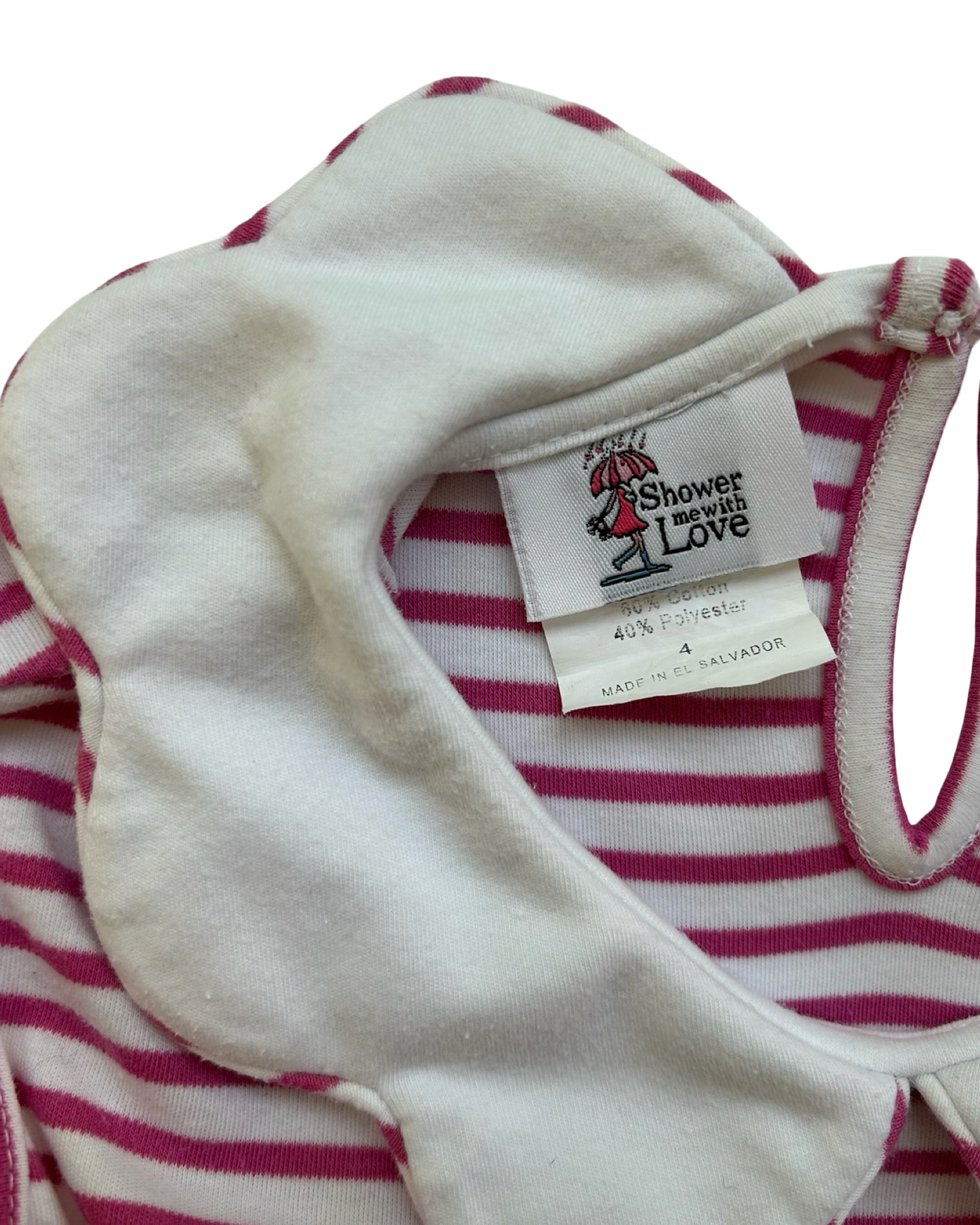 4 Toddlers Girls Shower Me With Love Striped Collared Sleeveless Dress.