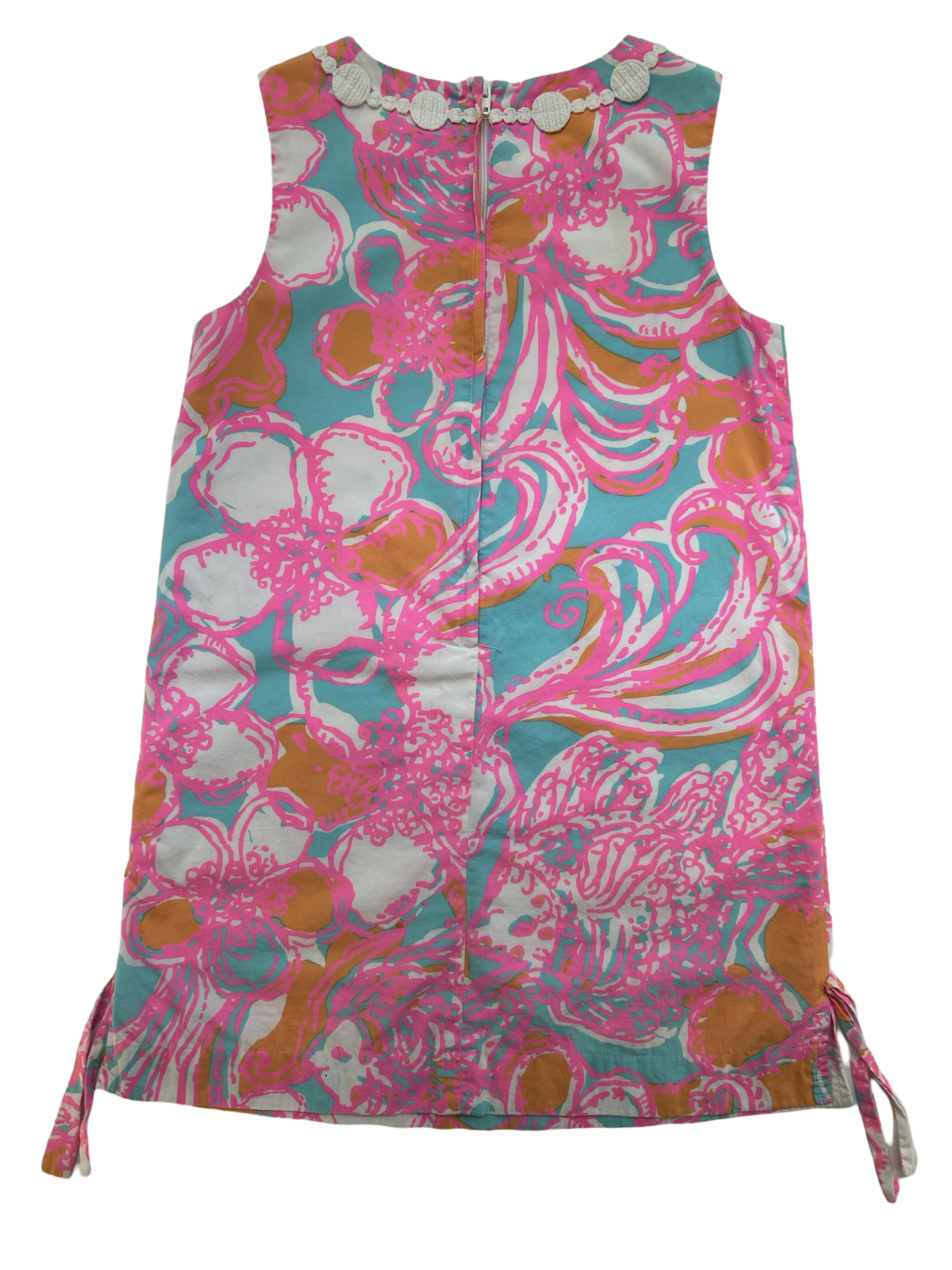 8Y Lilly Pulitzer Girls Floral Fish-Octopus Print Dress, Pockets, Back Zipper.