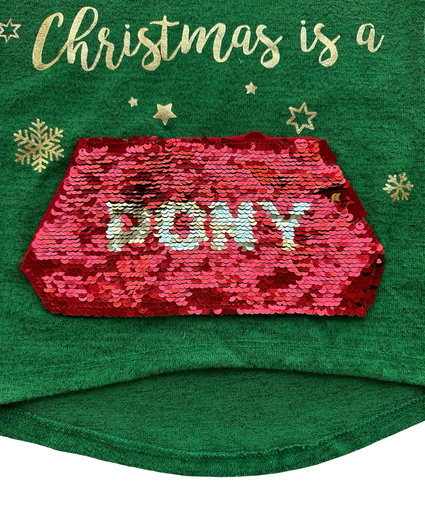 XS 4T-5T Toddler Girl Holiday Time Sequin Pocket Christmas Sweatshirt Knit Top