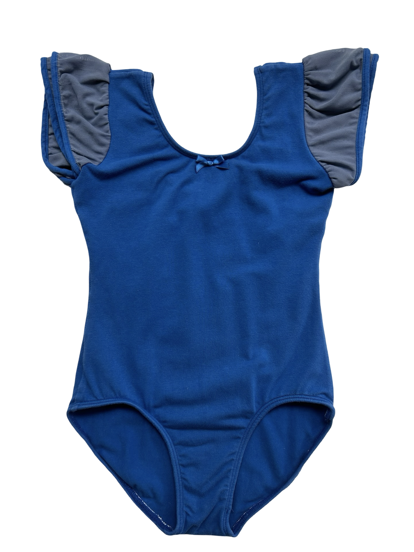 6 Youth Girls Dancina Royal Blue Dance Leotard w/ Flutter Sleeves