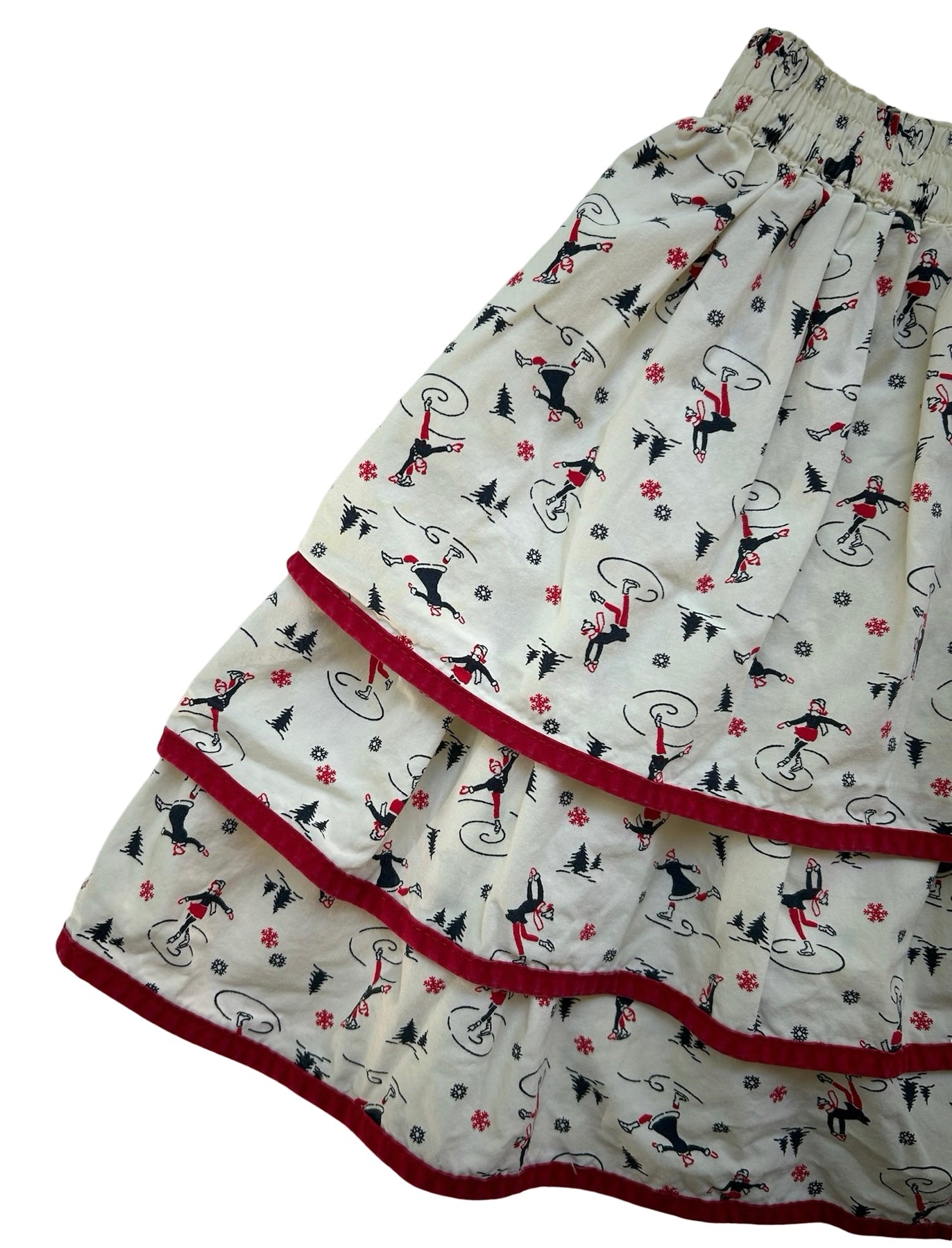 7Y Youth Girl Lands' End Tiered Ruffle Skirt Ice Skating Skater Cream.