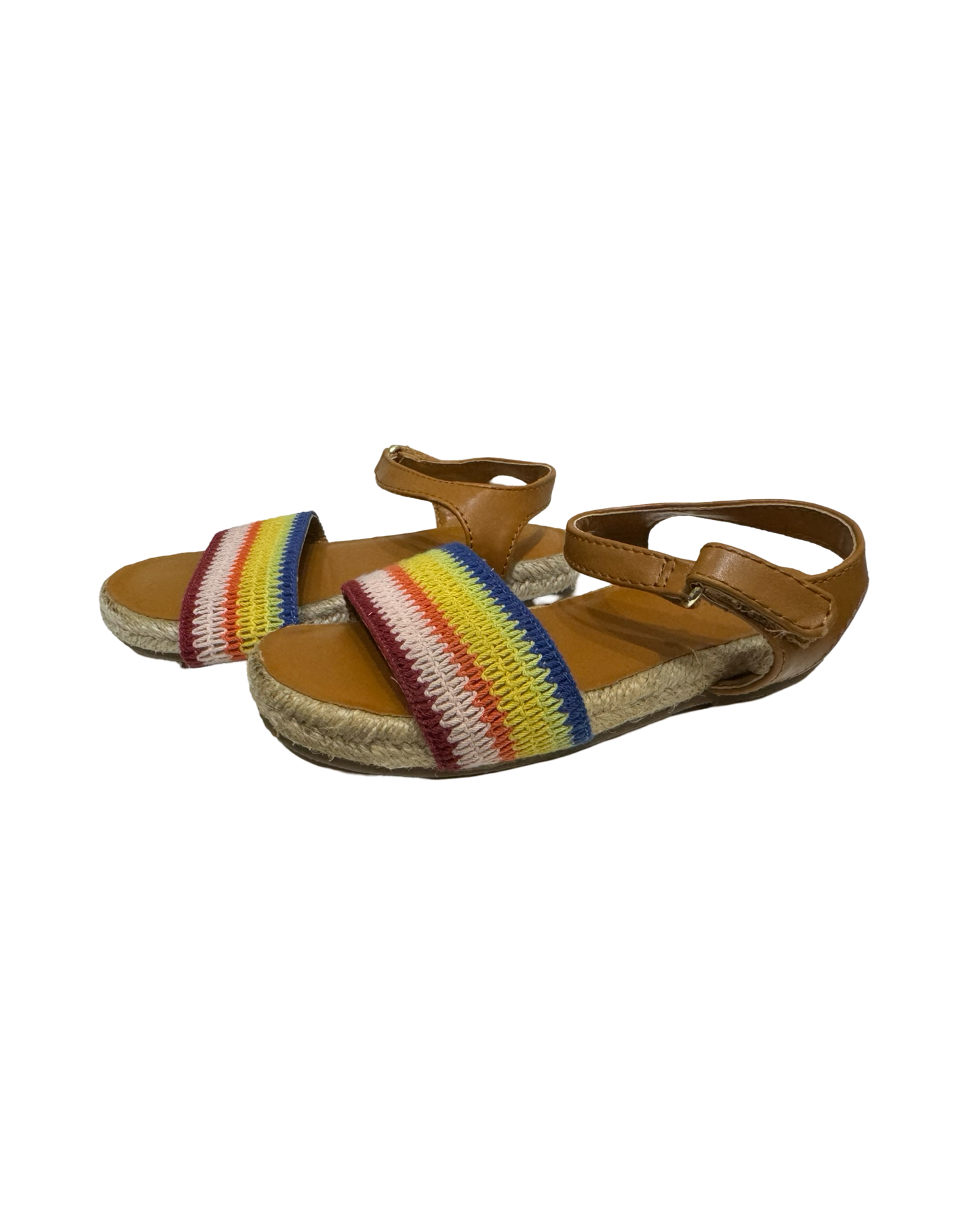 9C Toddler Girl Gap Kids Rainbow Striped Espadrilles Sandals Ankle Buckle