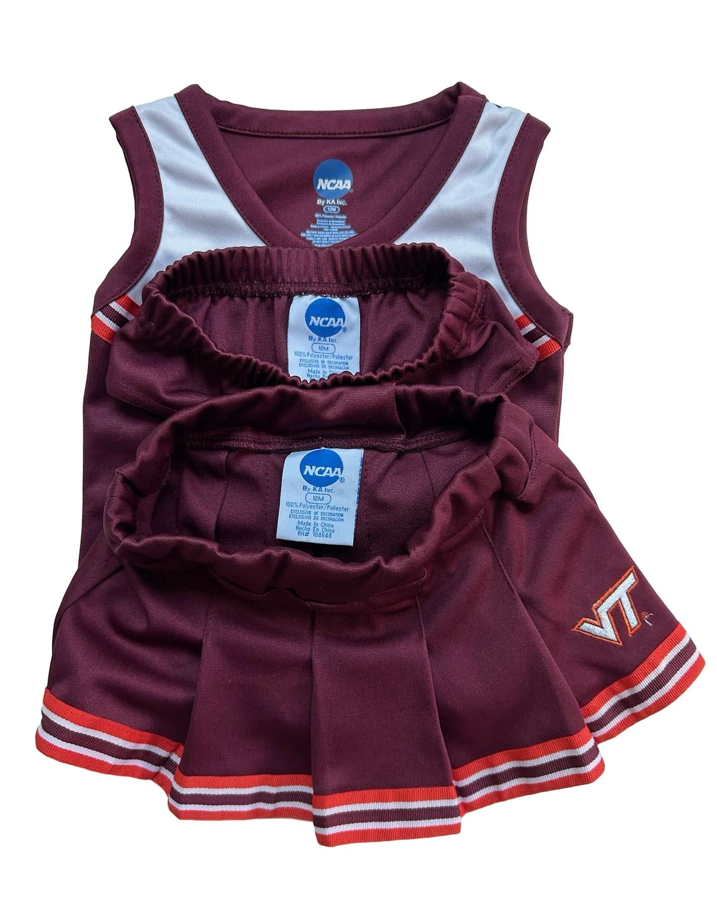 12M Baby Girl’s NCAA Hokies Animation Cheerleader Outfit Dress.