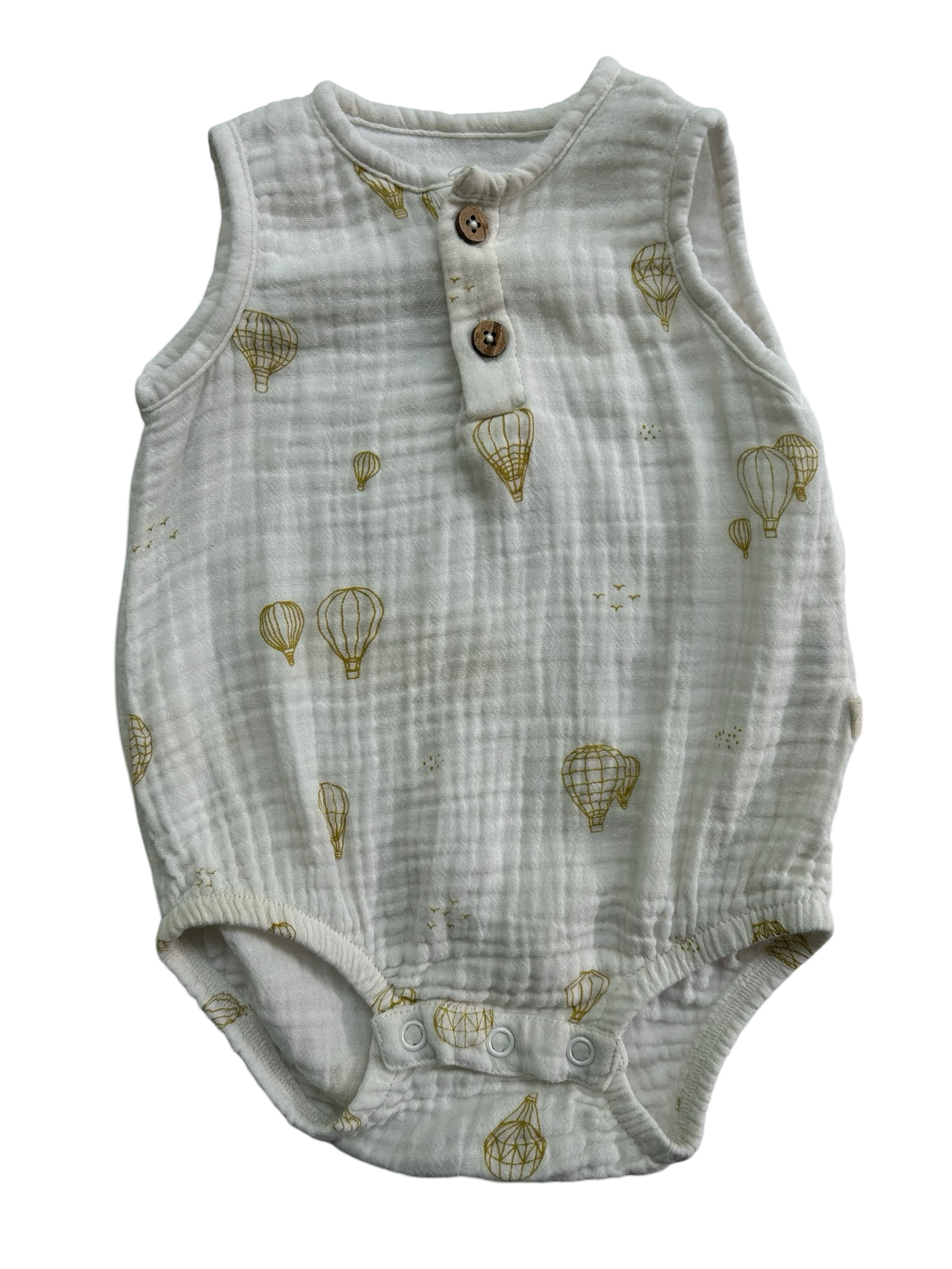 3-6M Baby Boy Makemake Organics Sleeveless Bubble Romper